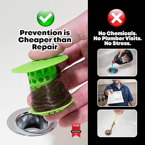 Miniatura 6 de TubShroom Colador Captador de Cabello para Desagüe de Bañera, Verde – Protector de Desagüe y Captador de Cabello para Desagües de Baño, Se Adapta a