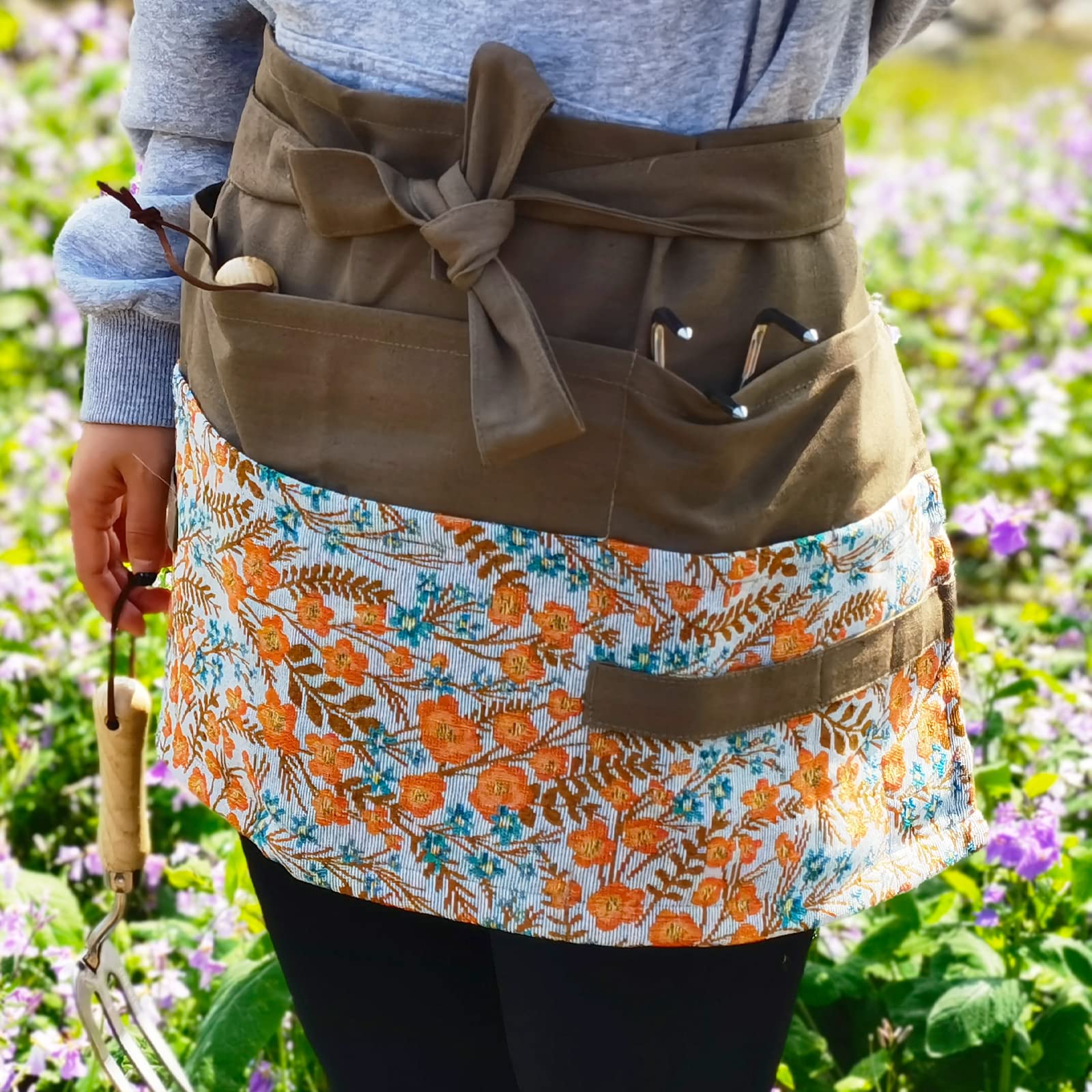 Gartenschürze für Frauen, Floristenschürze mit Taschen für Mehrzweck Gartenarbeit Kochen Reinigen Geschenk