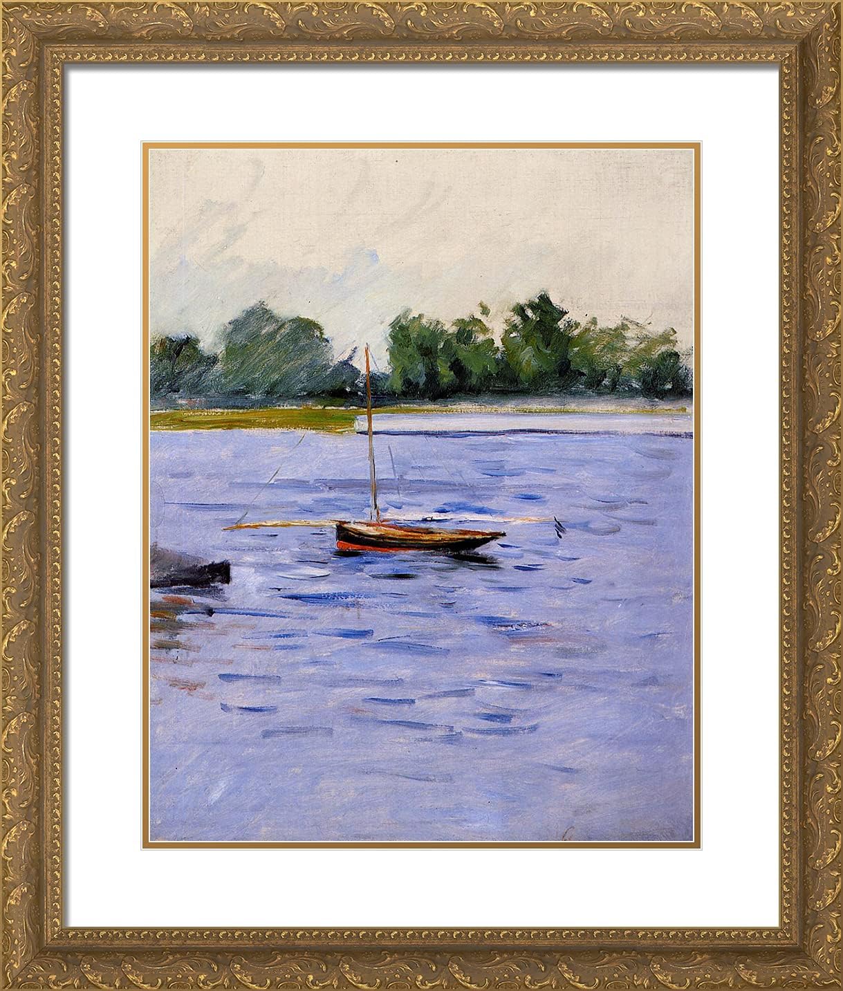 ArtDirect Caillebotte, Gustave 20x23 Black Modern Framed Art Print Titled: Boats on the Seine ll
