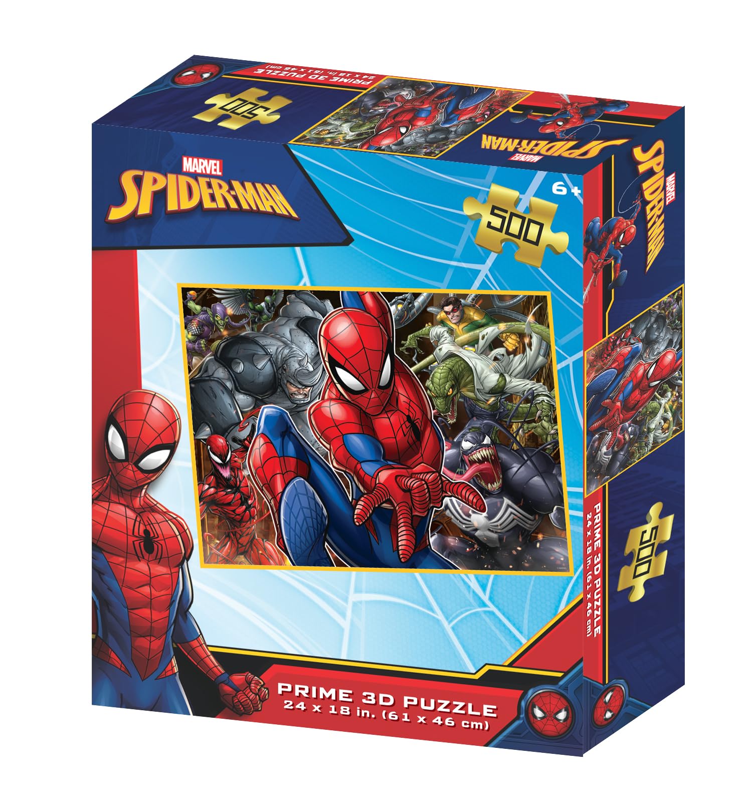 Prime 3DMarvel - Spider-Man | 3D Lenticular Jigsaw Puzzle | 61cm x 46cm - 500 pcs | Games & Puzzles | Ages 6+