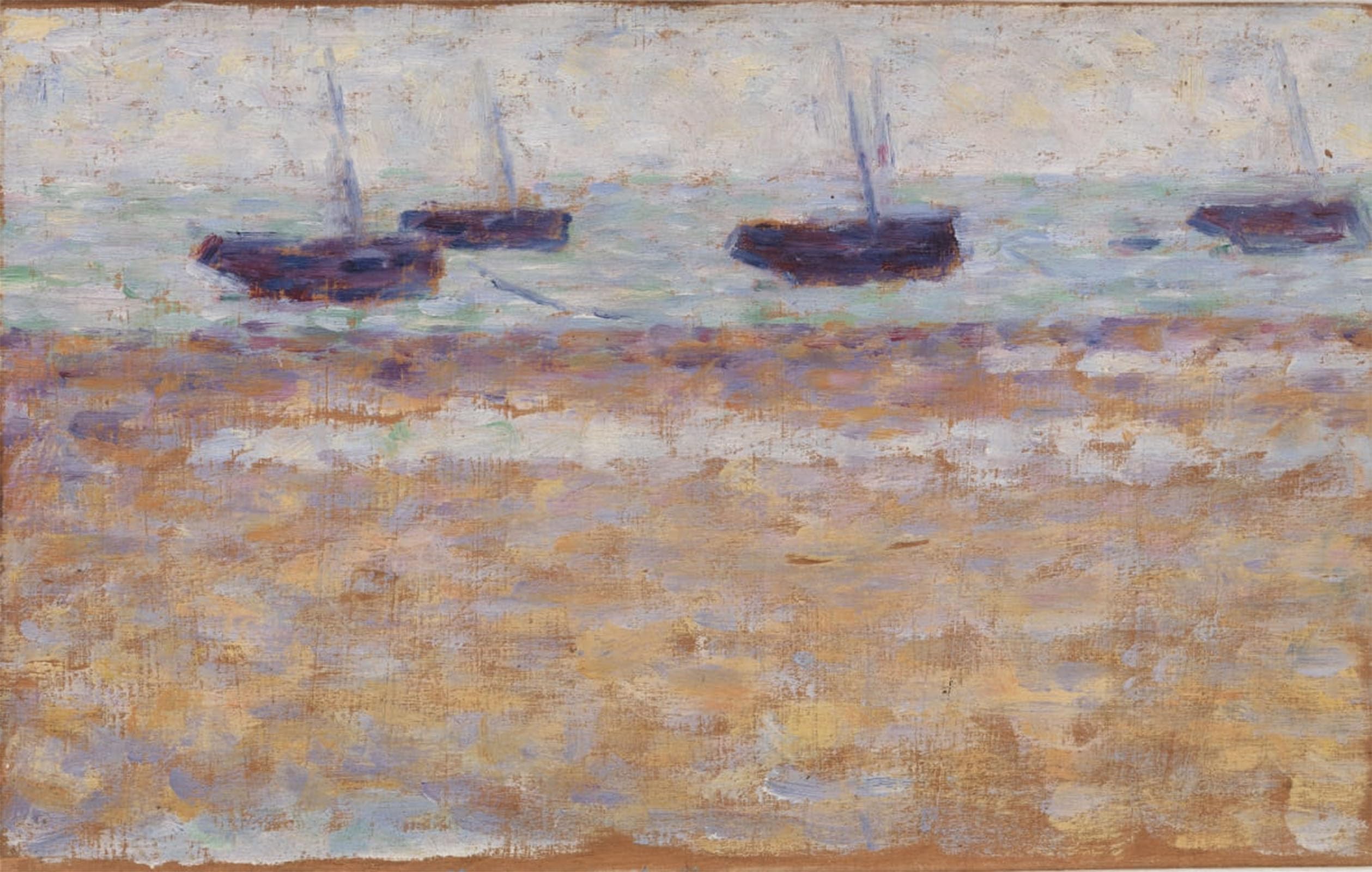 POSTERIIk Famous Animal Posters Vintage Picture Four Boats At Grandcamp by Georges Seurat Modern Wall Decor for Home Decor 60x90cm