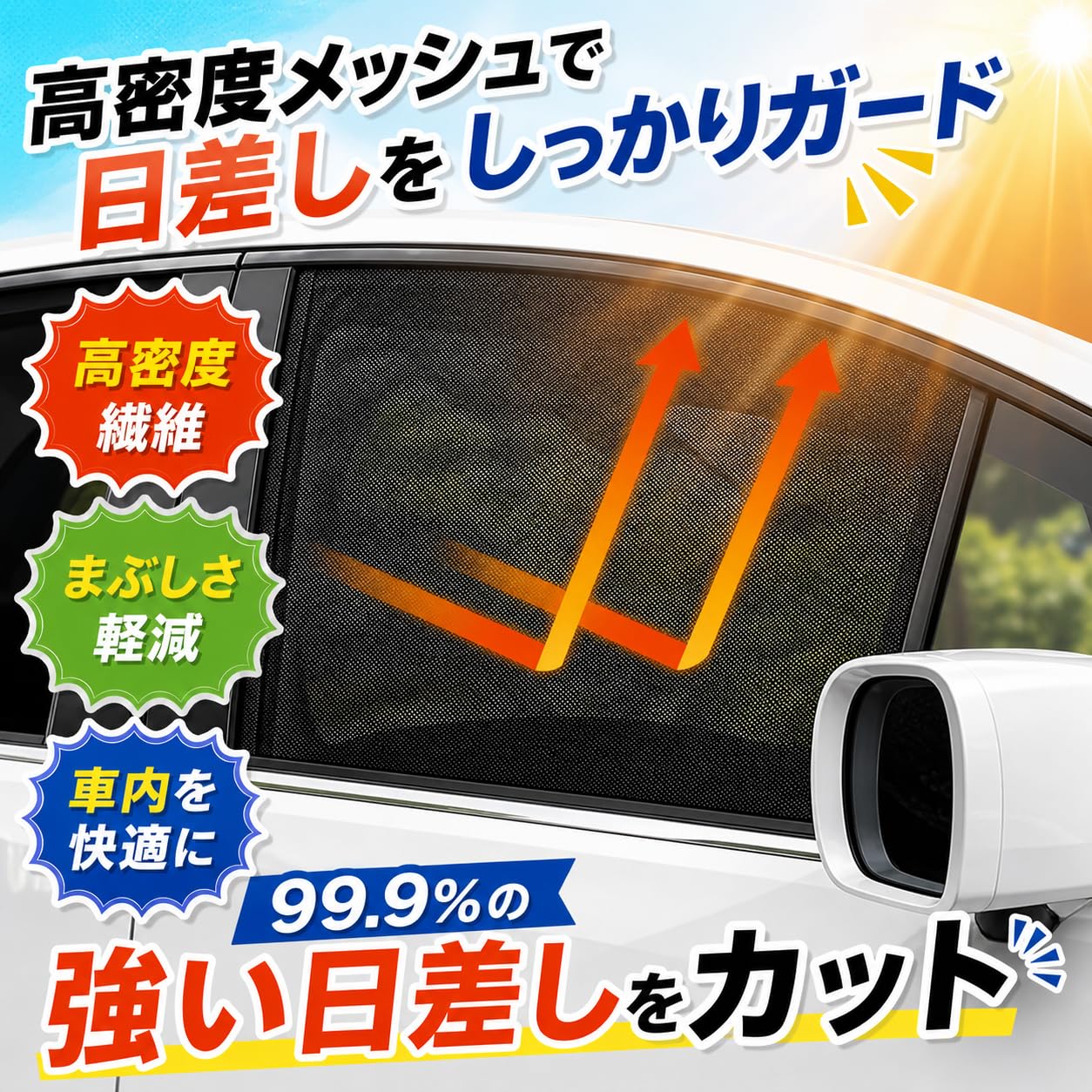 Amazon | 車用メッシュサンシェード 4枚組 窓用 遮光通気に適用 トヨタ