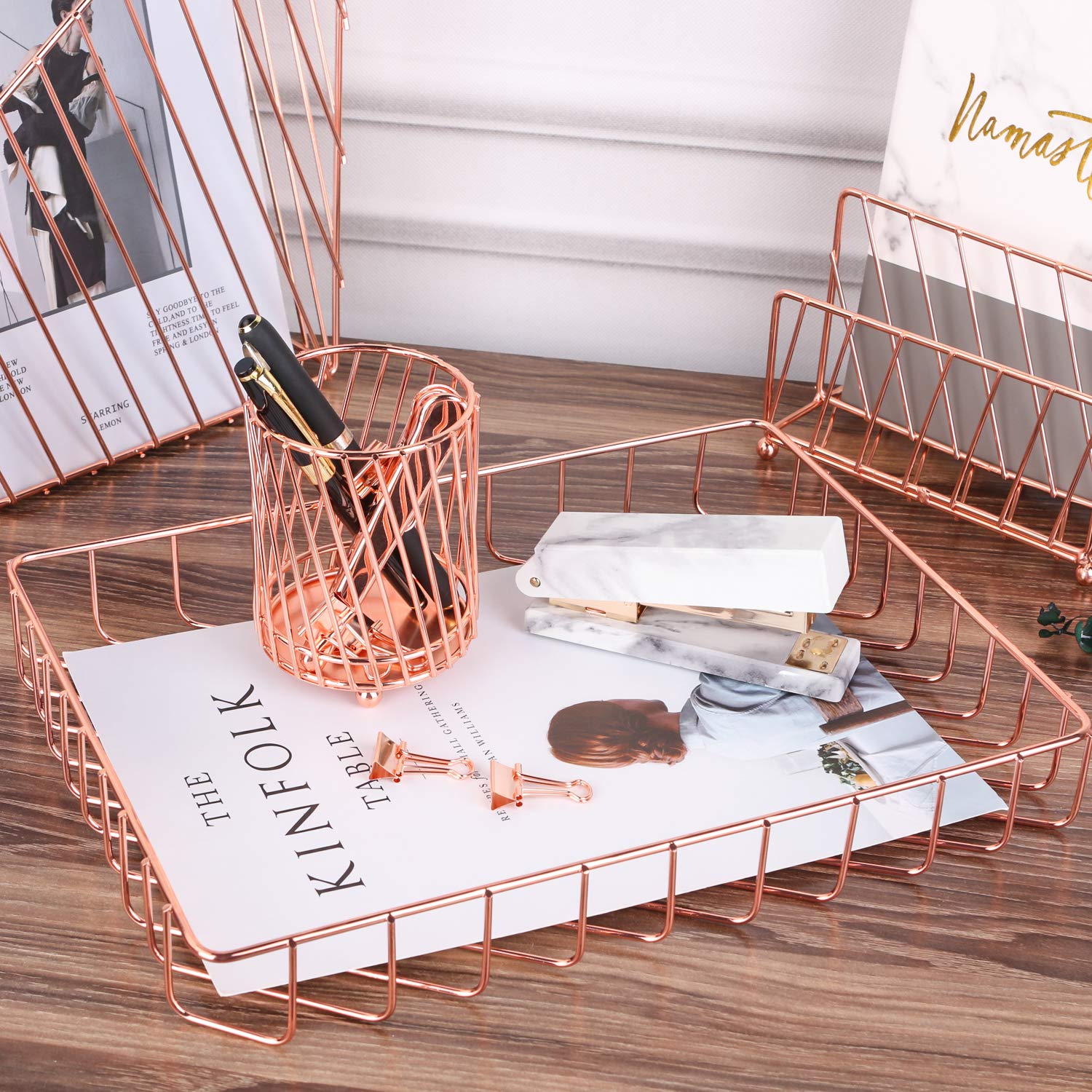 Simmer Stone Desk Organiser Set, 4 in 1 Decorative Desk Accessories