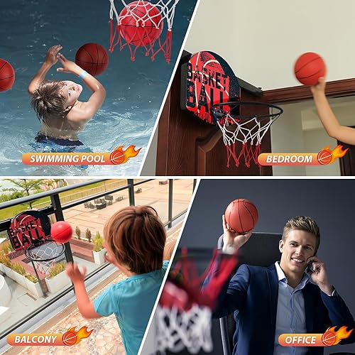 Miniatura 6 de Aro de baloncesto interior en movimiento para niños de 3 4 5 6 7 8 9 10 11 12 años de edad para niños con 3 bolas de juguete deportivo sin golpes al