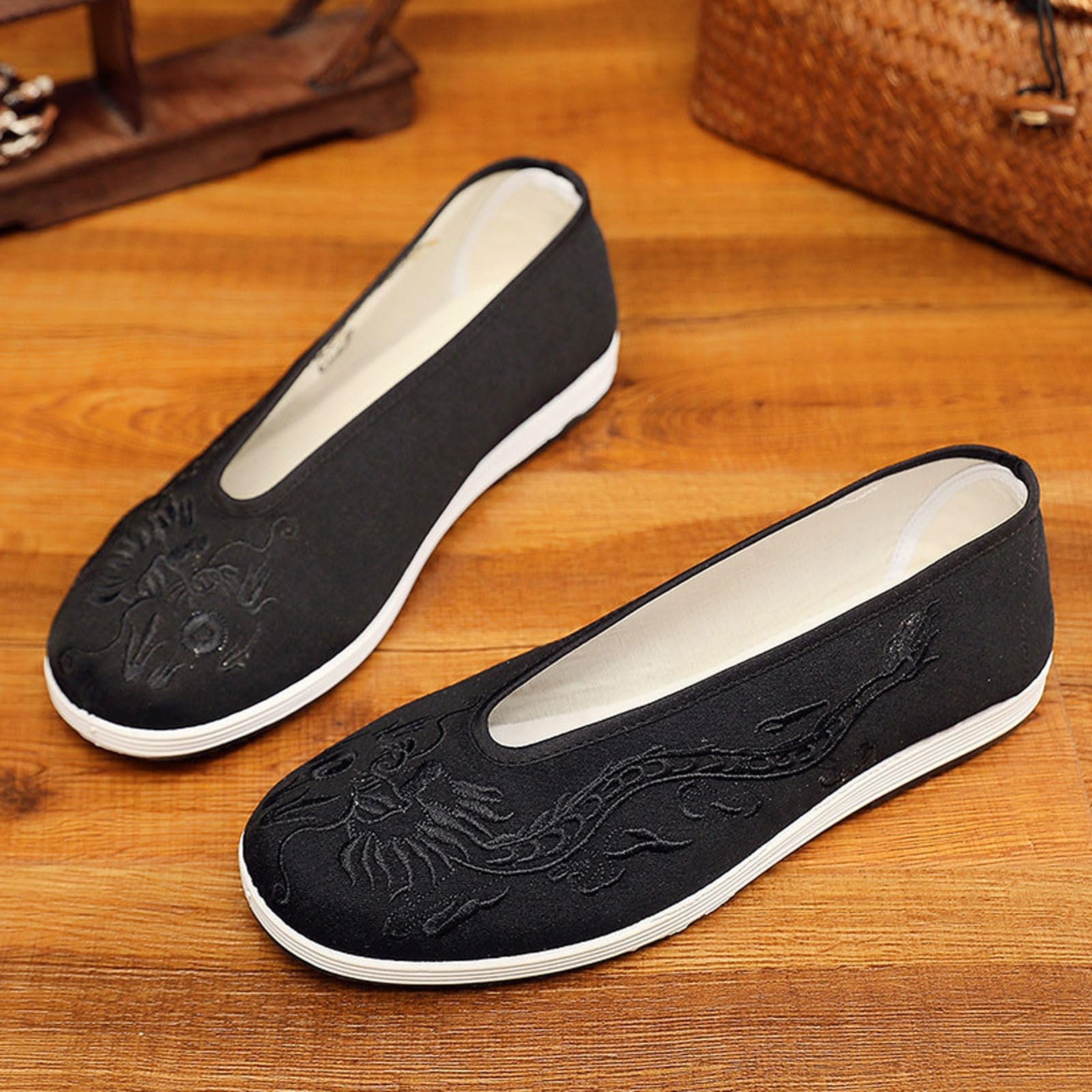 Chaussures Traditionnelles,Kung Fu Tai Chi Arts Martiaux Chaussures,Chaussures en Toile Femme Hommes,Unisexe,Confortable,Léger,pour Arts Martiaux Tai Chi,Qi Gong,Kung Fu Wing Chun