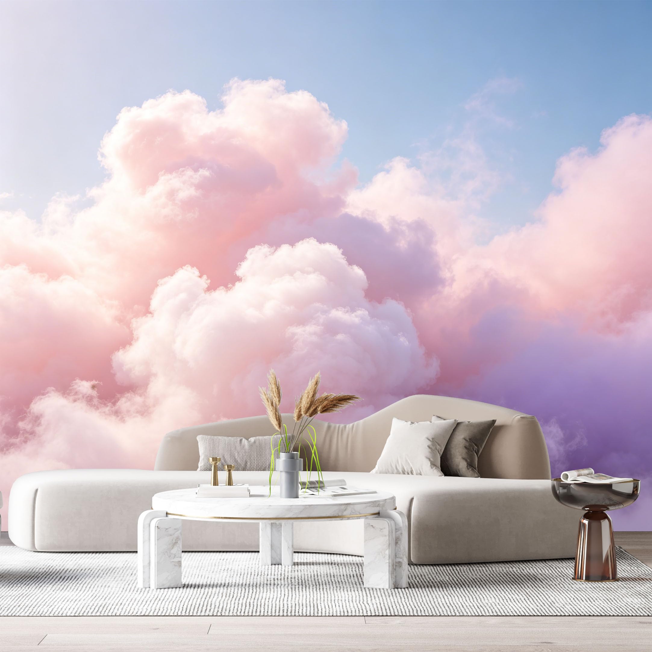 Custom Size Wall Murals Pastel Sky Cloud Landscape Watercolor Gradient SelfAdhesive Wall Fabric Removable Large Wallpaper for Photo Living Room