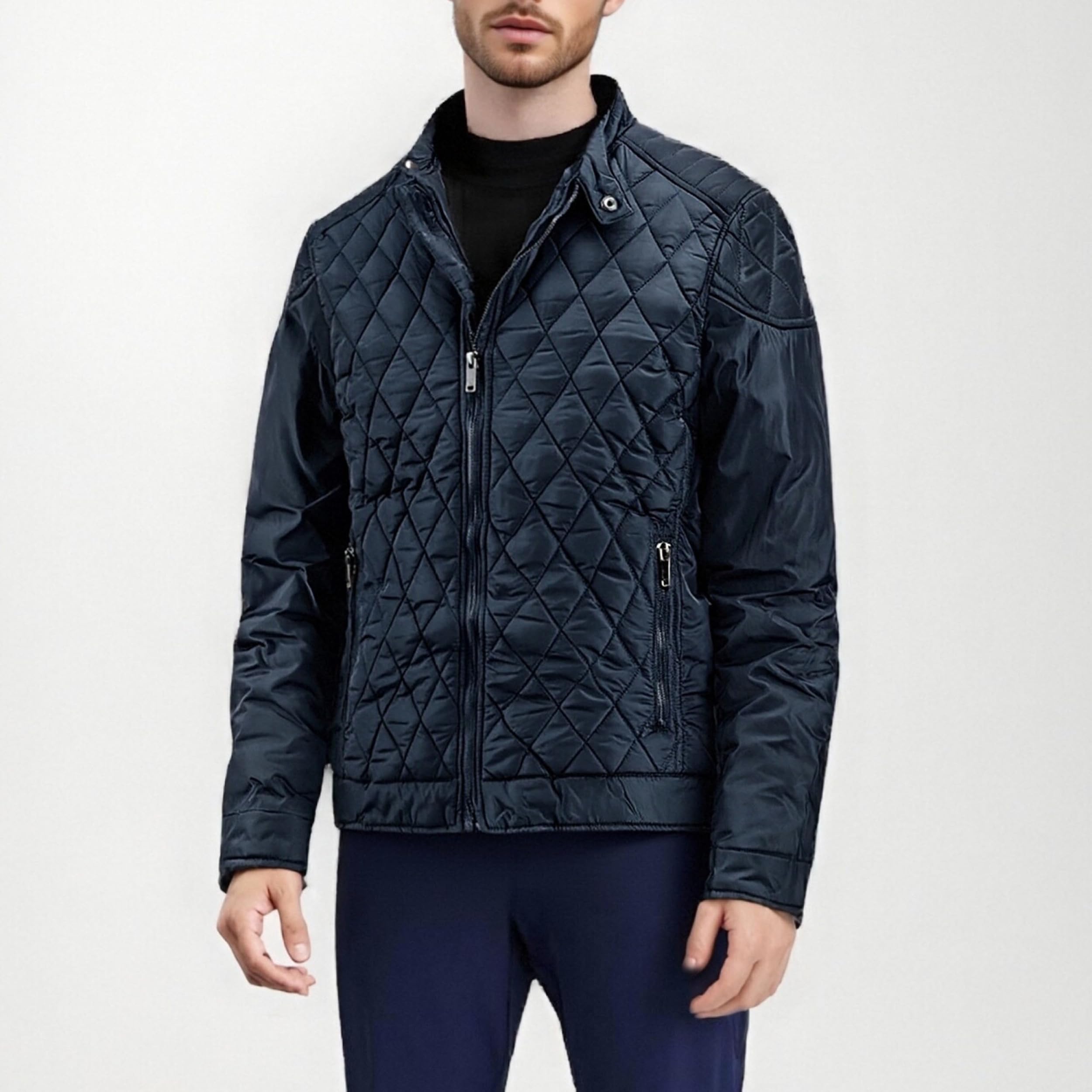 Piumino da uomo trapuntato a rombi, leggero, casual
