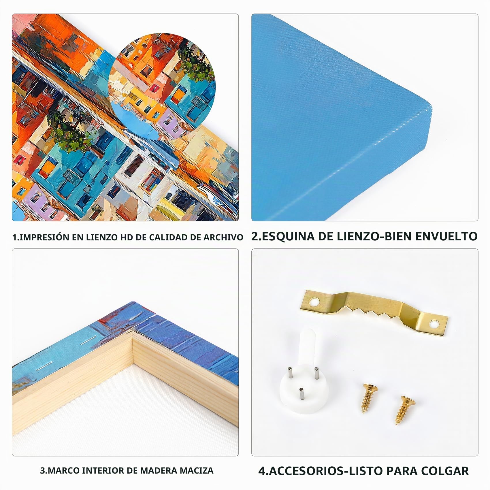 3 Pcs Marco de Madera Cuadro Modernos Lienzo Pintura Poster Autumn Árbol Imagen Foto Abstracto Amarillo Cuadros Decorativos Salon Dormitorio Comedor Pasillo Oficina Decoracion Pared 50cmx70cmx3