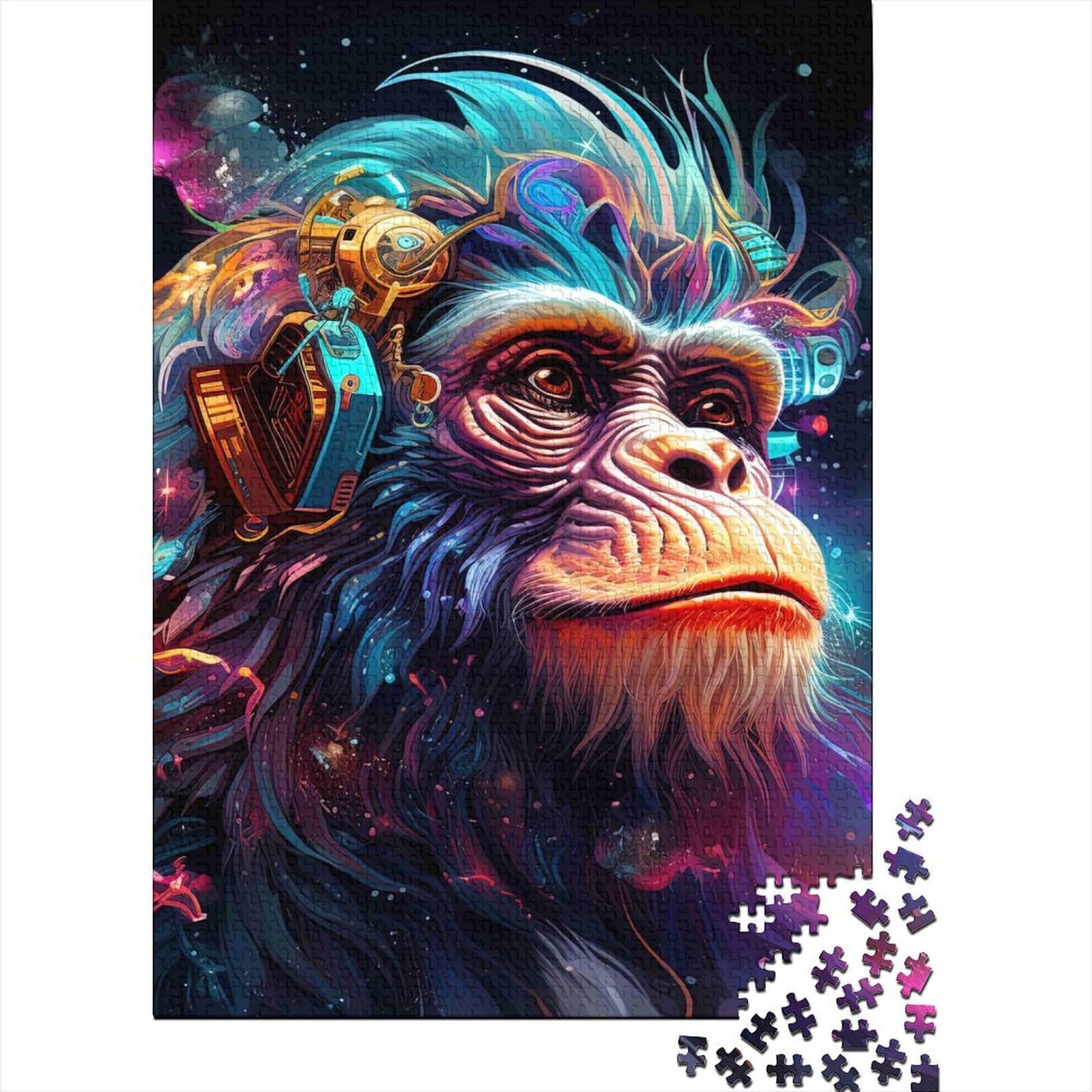 cosmic ape vibrant lighting vivid colors fantasy mood 1000pc jigsaw puzzle jigsaw puzzle for adults paper family game wall art