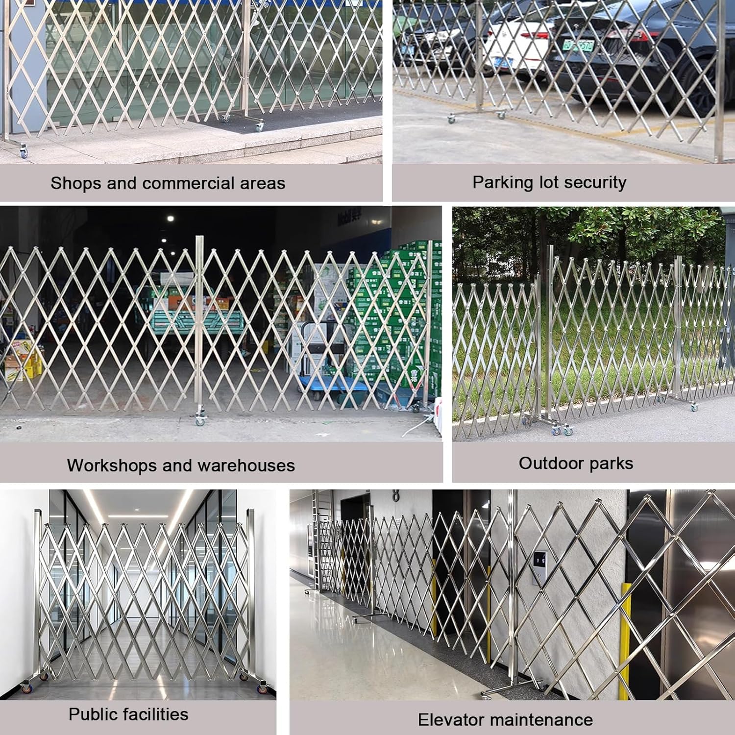 Mobile Folding Safety Gate - Stainless Steel Scissor Fence with Wheels - Versatile Barrier for Secure Basements & Childproofing Spaces