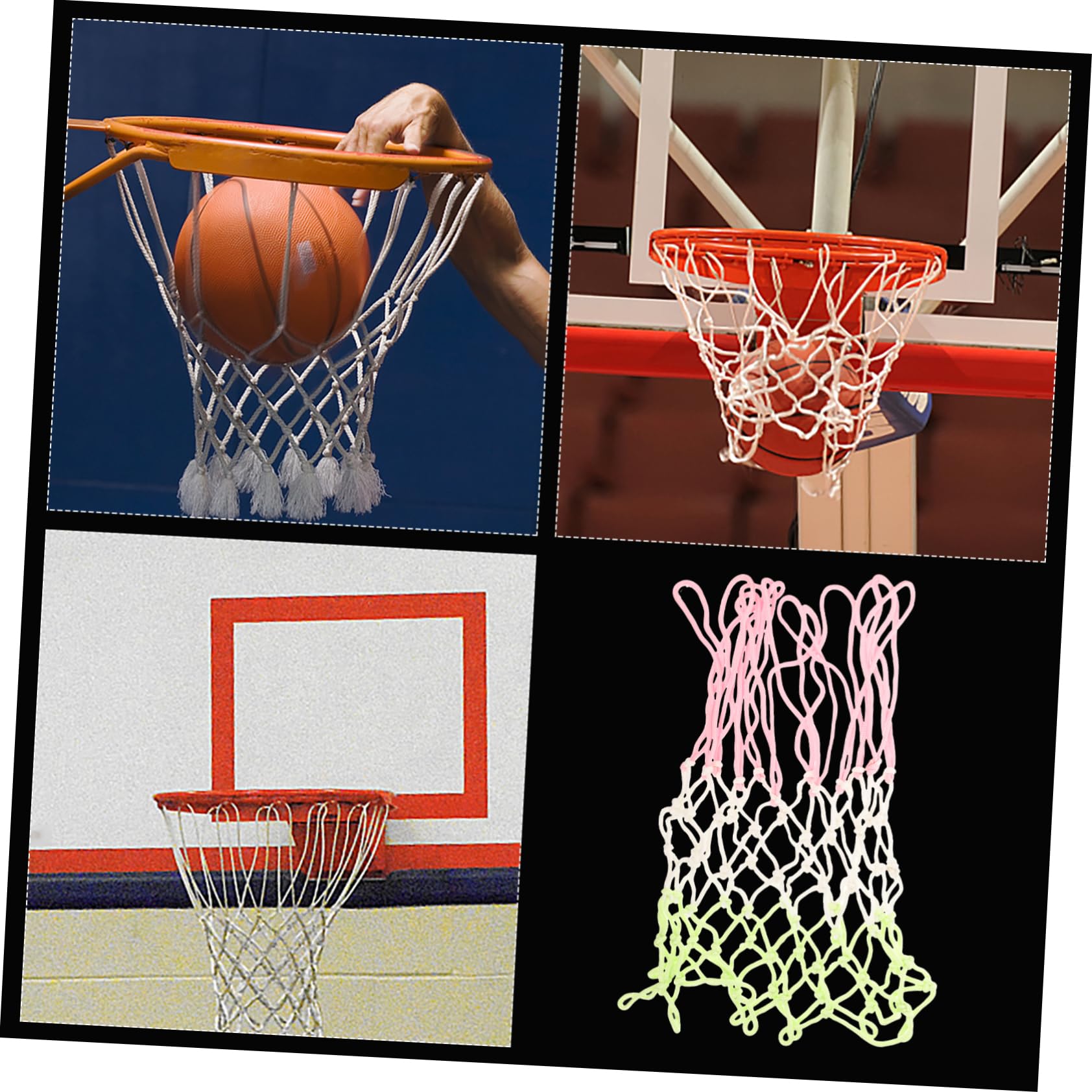GALPADA 4pcs Glowing Basketball Hoop Net Outdoor Basketball Net Replacement for Hoop Chinlon h