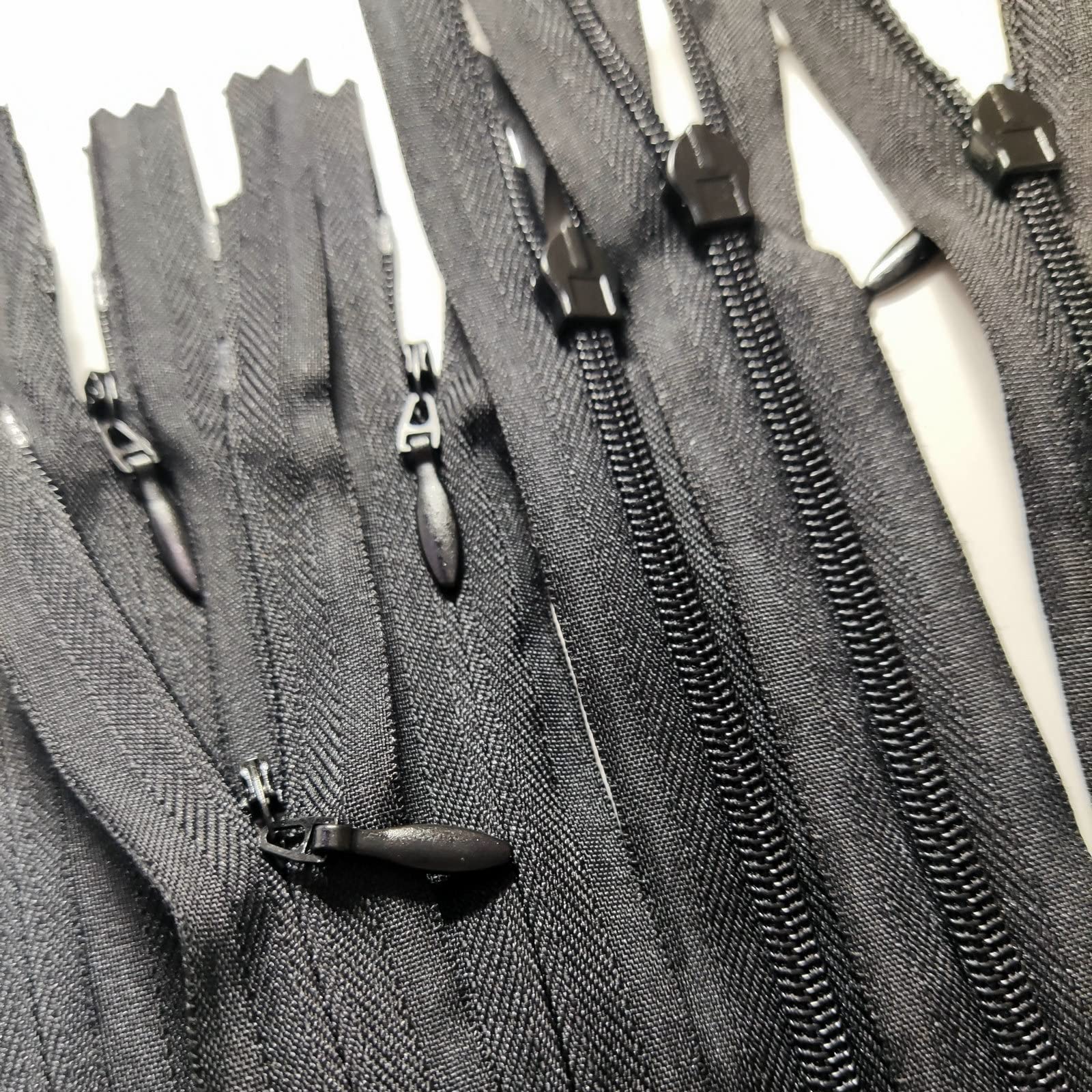 LeekayerZipper 20 Inch Invisible Black Nylon Coil Teeth Hidden Zipper for Sewing Dress Pillow 50cm Closed End Bulk 20PCS - Image 3