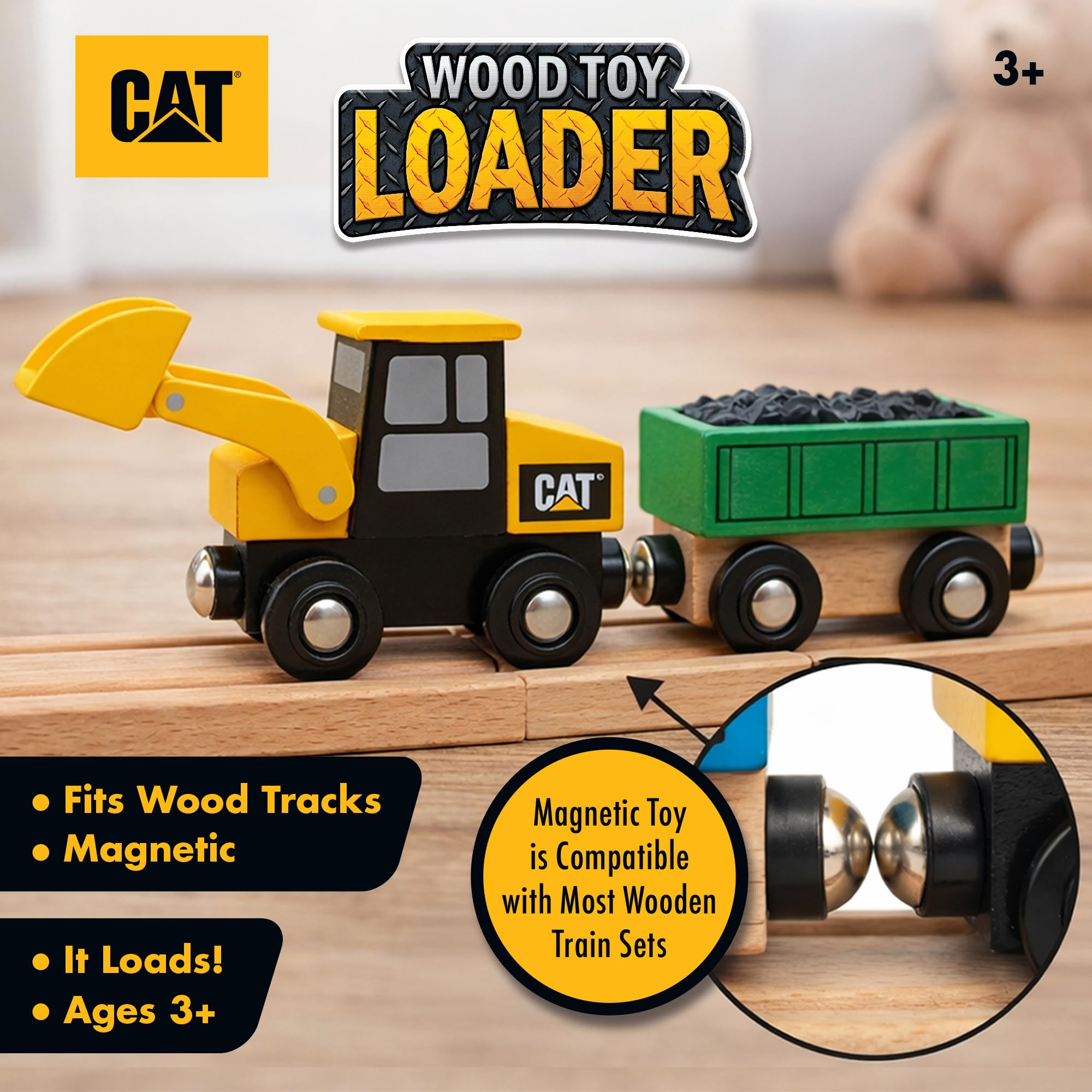 Masterpieces Trenino in legno – Caterpillar Loader – Giocattolo per giovani con licenza ufficiale