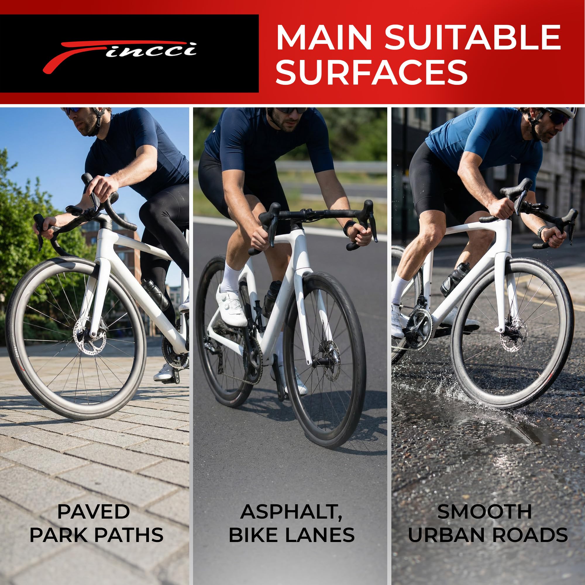 Fincci Copertoni Bici da Corsa 700x25c (ETRTO 25-622) – Coppia Pieghevole con Protezione Antiforatura 1 mm in Nylon LVL3, 60 TPI, Opzione con Fascia Riflettente, per Strada, Gara, Sport e Ciclismo