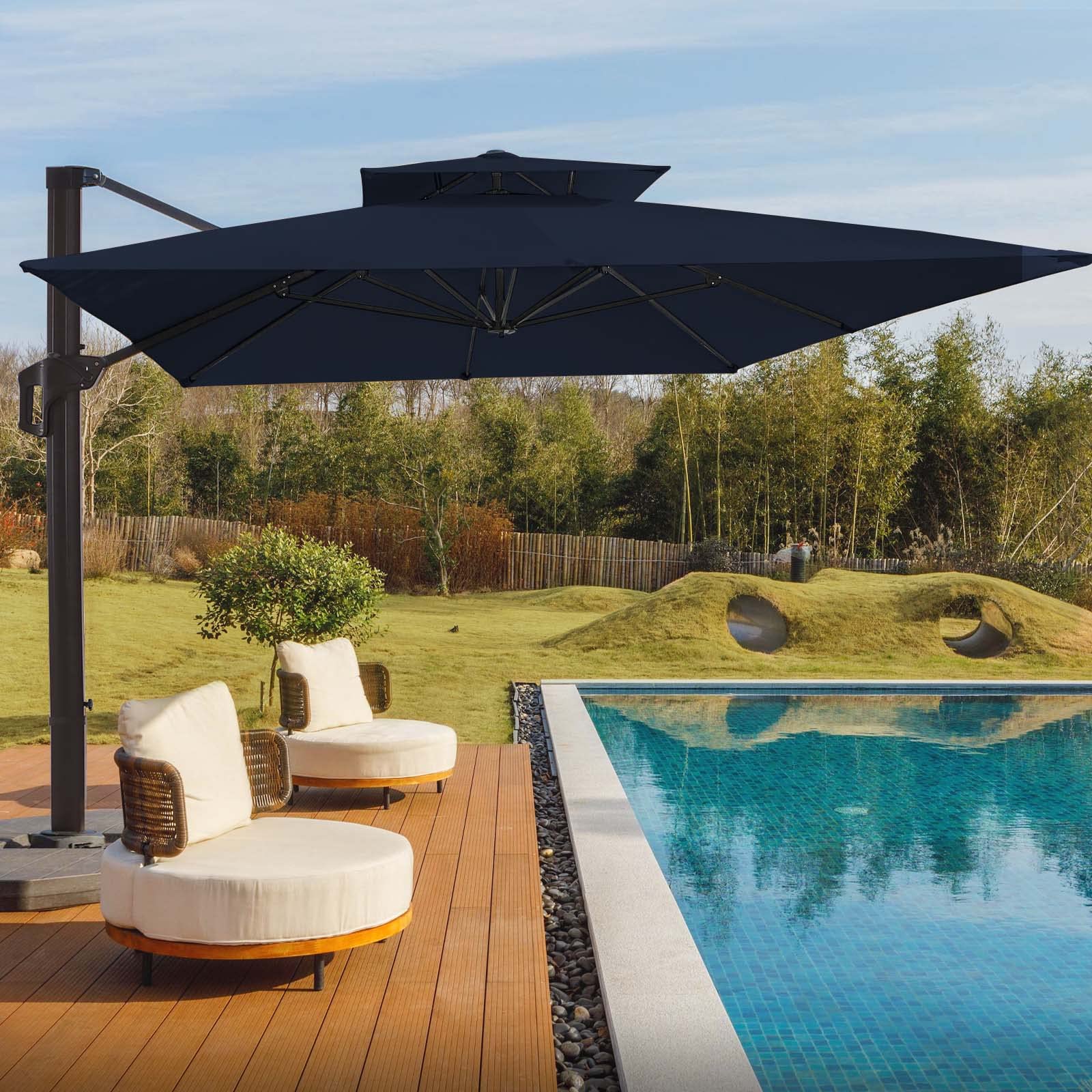 Buy wikiwiki 10x10 FT Square Double Top Cantilever Patio Umbrellas
