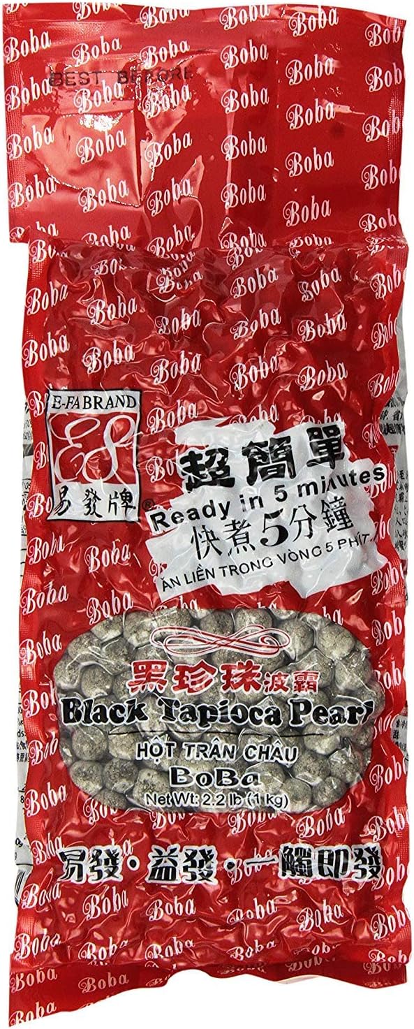 E-Fa Brand Bubble Tea Black Tapioca Pearl 2.2LB - PACK OF 4