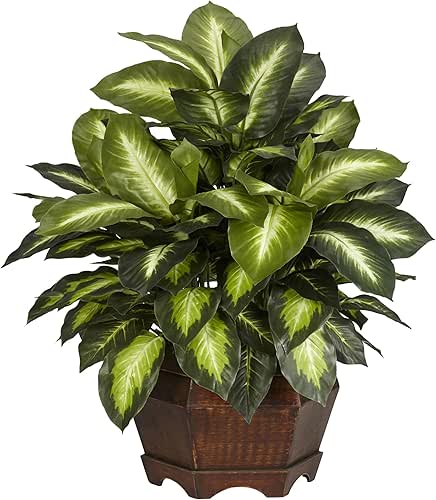 Nearly Natural 24in Dieffenbachia Artificial Plant, Faux Greenery with Decorative