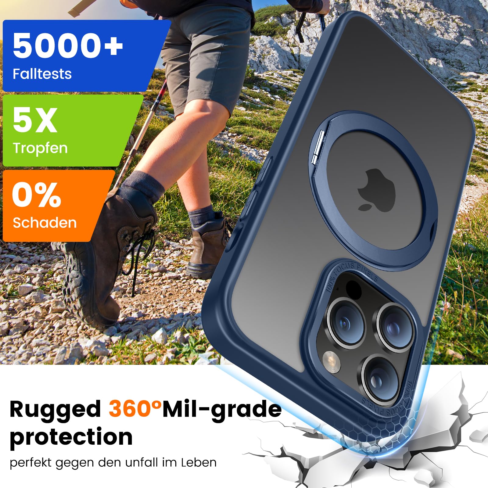 HuwaiH 360°Rotazione Cover Magnetica Per IPhone 15, Anello