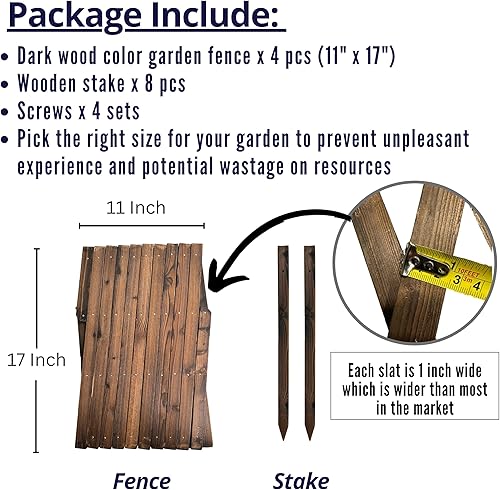 Miniatura 2 de ShopLaLa Valla de jardín  Paquete de 4, total de 24 pies de largo, bordes de flores de celosía de madera para patio, césped, paisaje, patio,