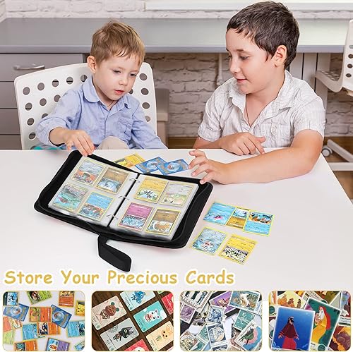 Miniatura 6 de Likealot Carpeta de tarjetas de 4 bolsillos para carpeta de tarjetas Pokémon carpeta de 400 bolsillos para tarjetas de juego con 50 fundas