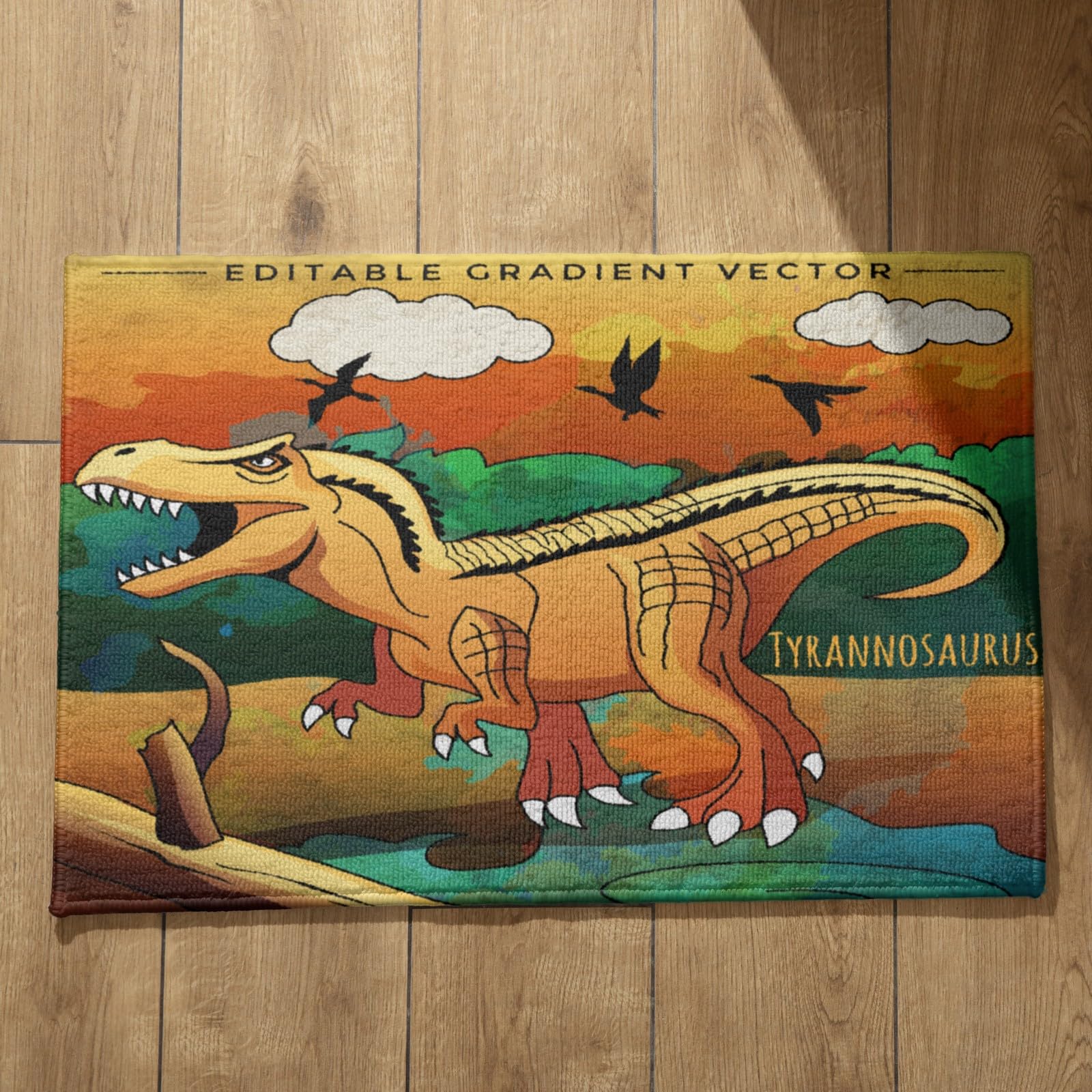 Tapis de cuisine dinosaure CEVAN 50x80cm grand paillasson absorbant