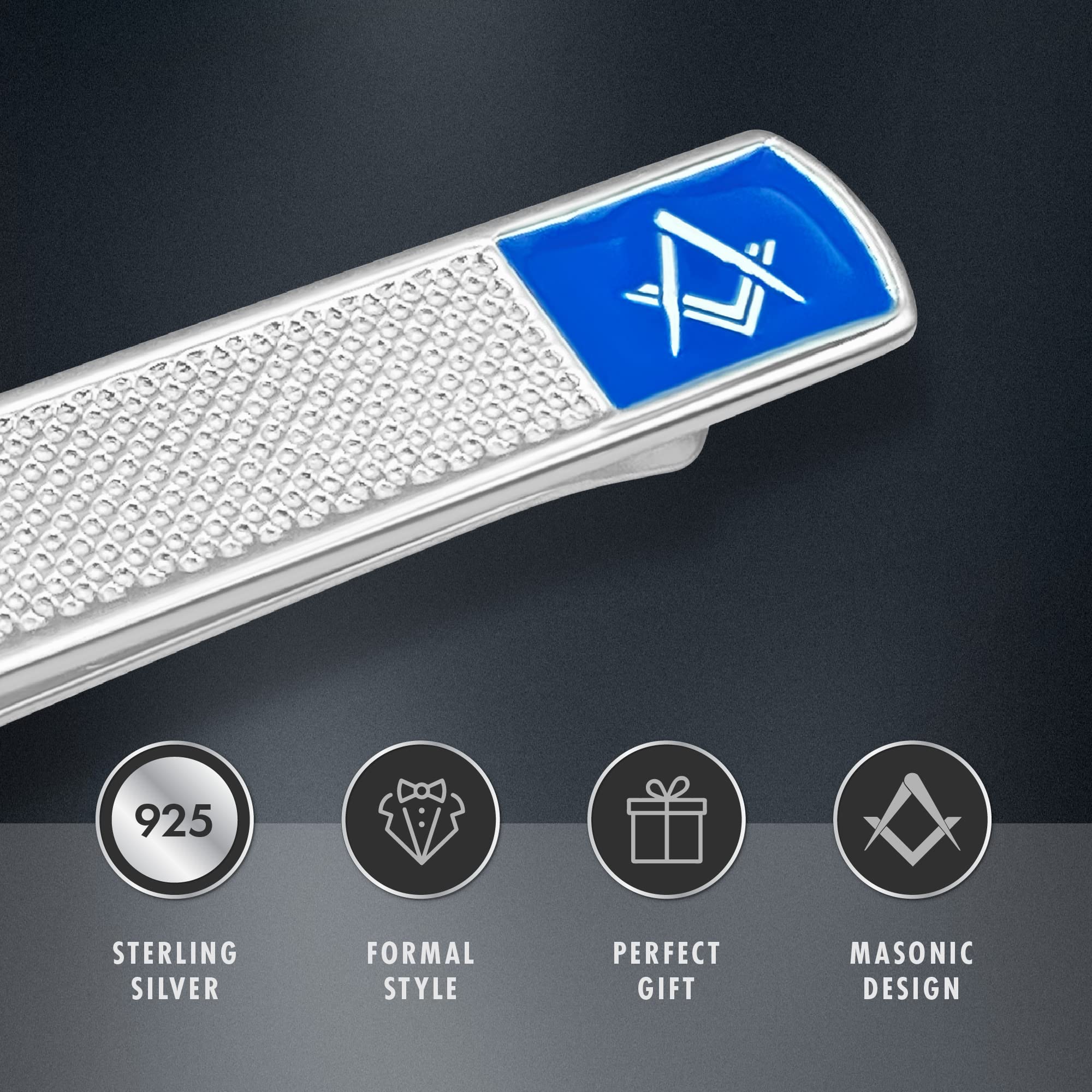 Masonic Freimaurer Krawattennadel aus Sterlingsilber Gr. Einheitsgröße, In transparenter Verpackung.