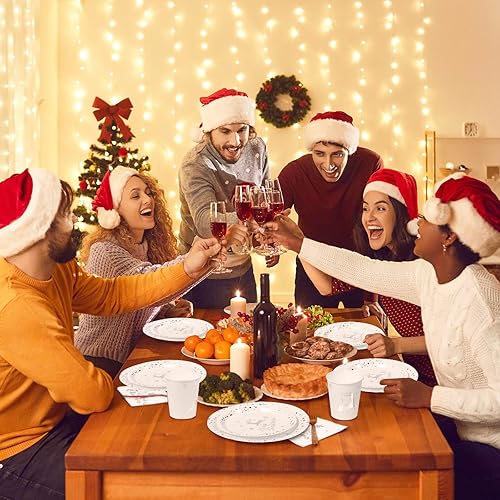 Miniatura 6 de Juego de 175 platos de papel de aluminio para fiesta de Navidad, con diseño de alce, desechables, servilletas, tazas para Año Nuevo, boda,