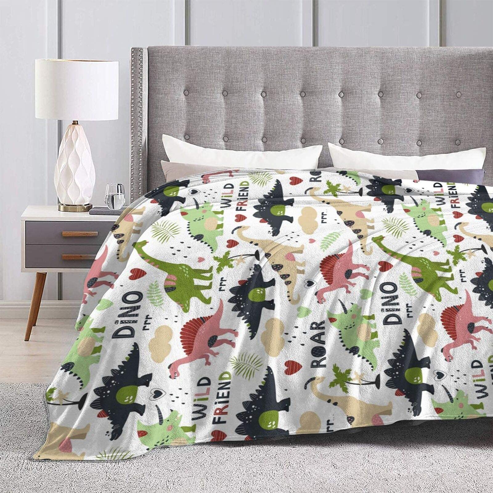 Couverture Plaid Dinosaure Enfant 130x150 Cm - Polaire Douce Et Chaud - Cadeau Garçon Fille