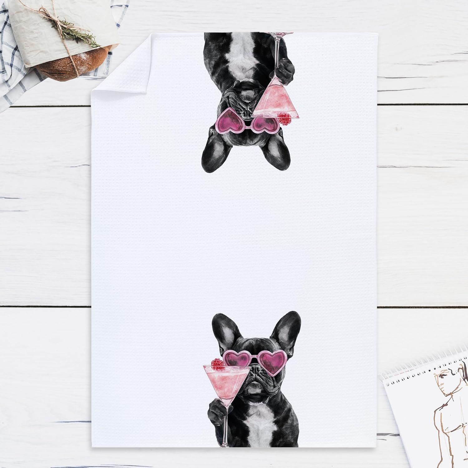 Cabana Bro French Bulldog Gifts Kitchen Towels, French Bulldog Gifts for Women Men Decorative Hand Towels for Bathroom, Funny Frenchie Cocktail Dish Tea Towels for Kitchen, 16x24 Inch - Image 6