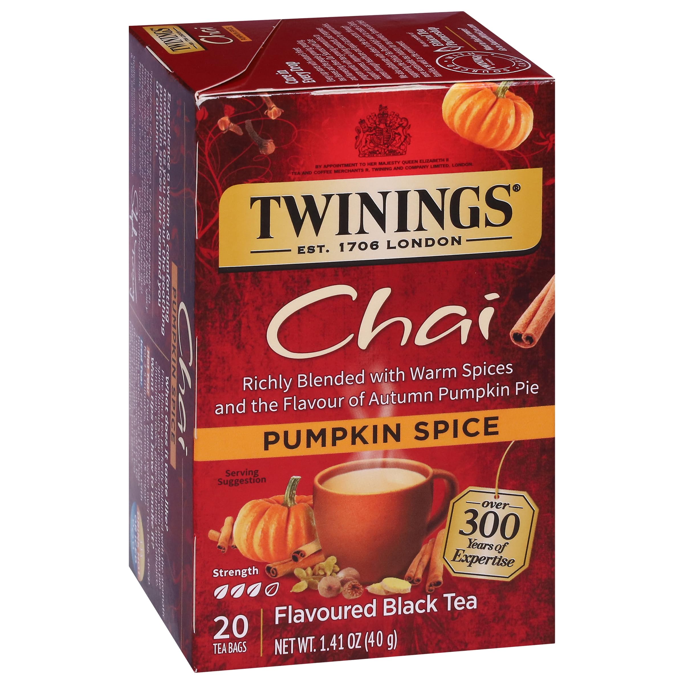Twinings Pumpkin Spice Chai, 20 Count (Pack of 6), (Packaging may vary) by Twinings