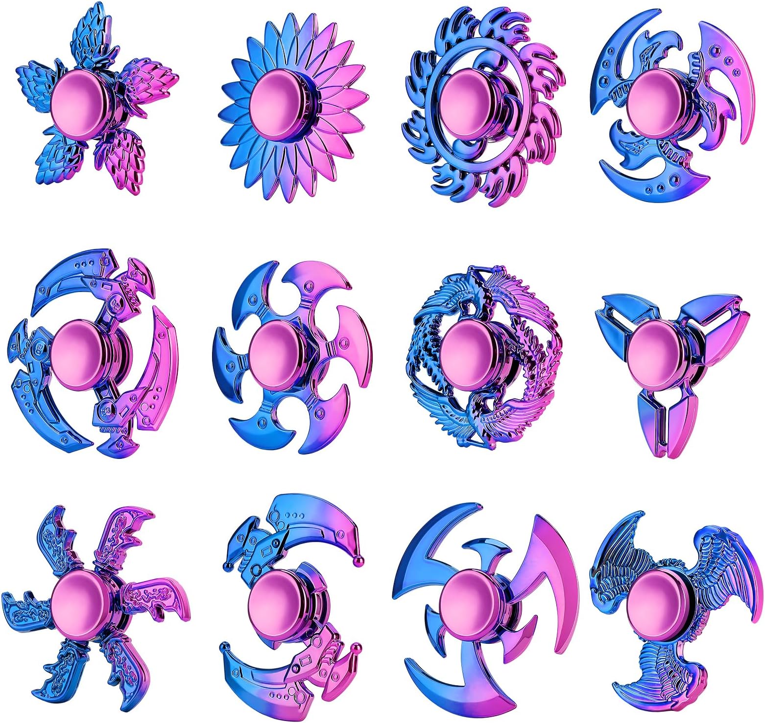 12 Pack Fidget Spinner, Fidget Spinners Bulk Sensory Fidget Toys for Kids and Adults, Stress Relief Toy and Anxiety Reducer, Goodie Bag Fillers Classroom Prizes