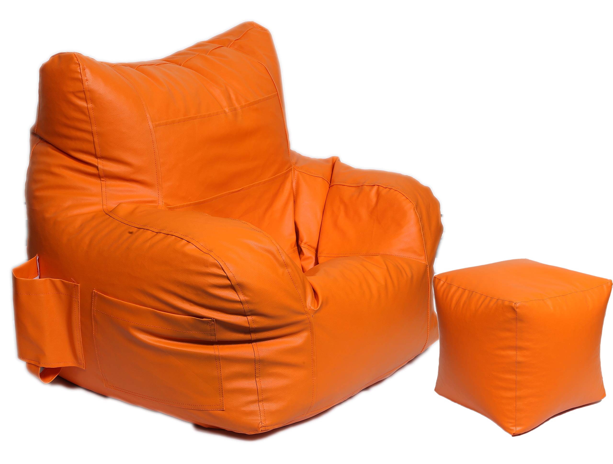 Maruti Fun Bags Combo with Puffy Cover Arm Chair XXL Without Beans- Purple (Leather)