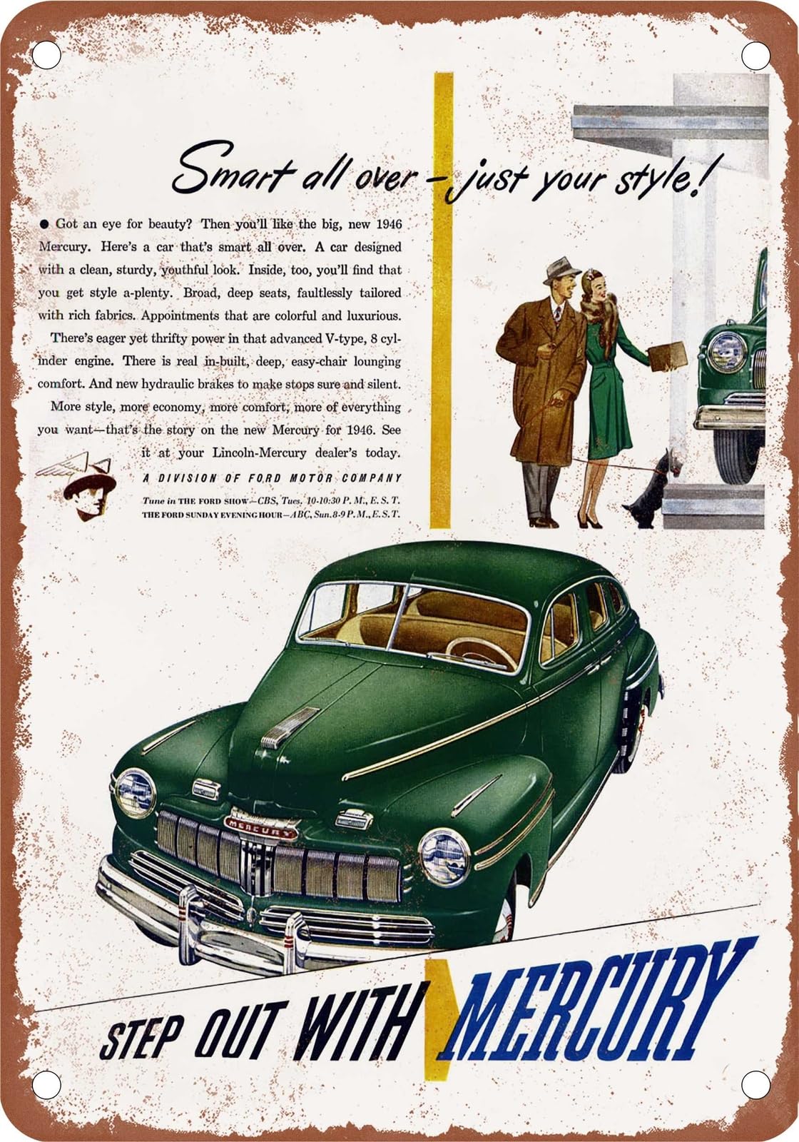 Miaomansenstore Metal Sign - 1946 Mercury Vintage Ad 05 - Old Retro Rusty Look Home Decor