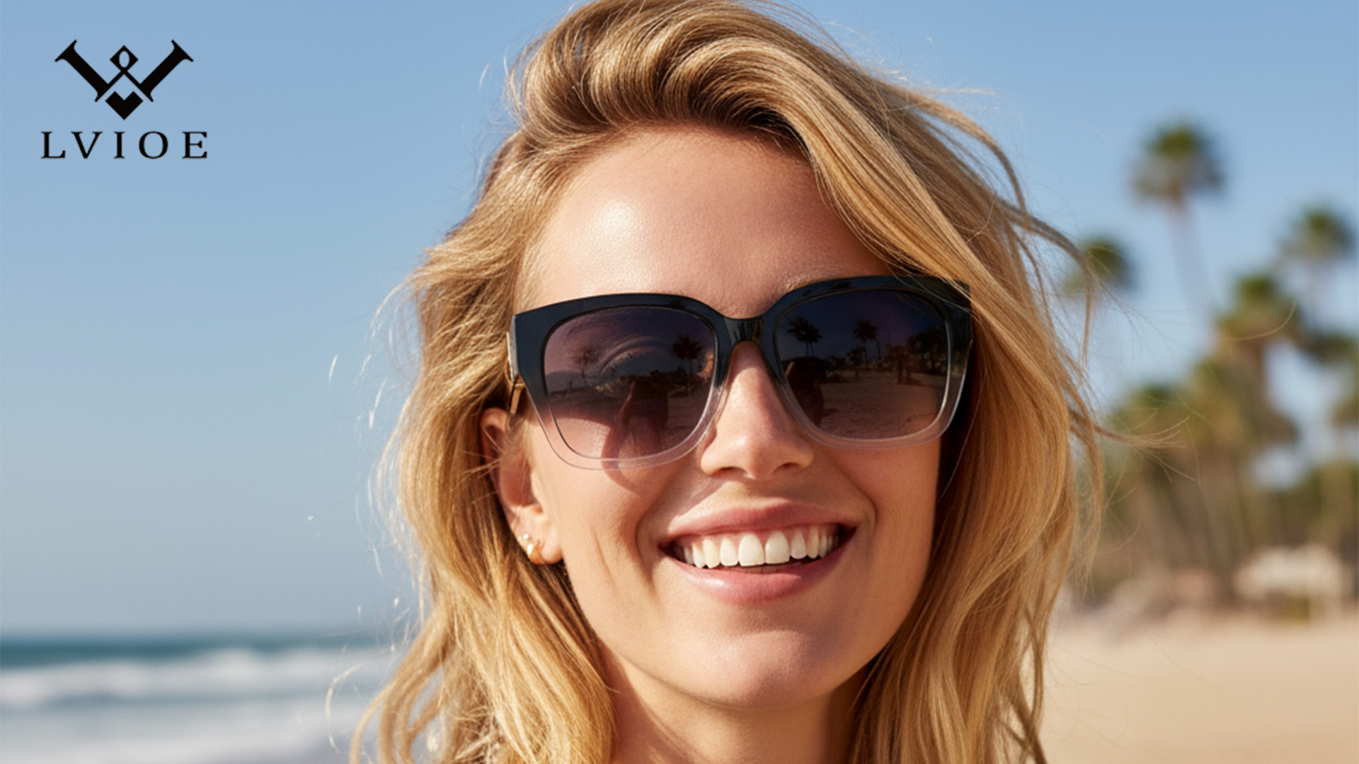 LVIOE Cat Eyes Sunglasses for Women, Polarized Oversized Fashion