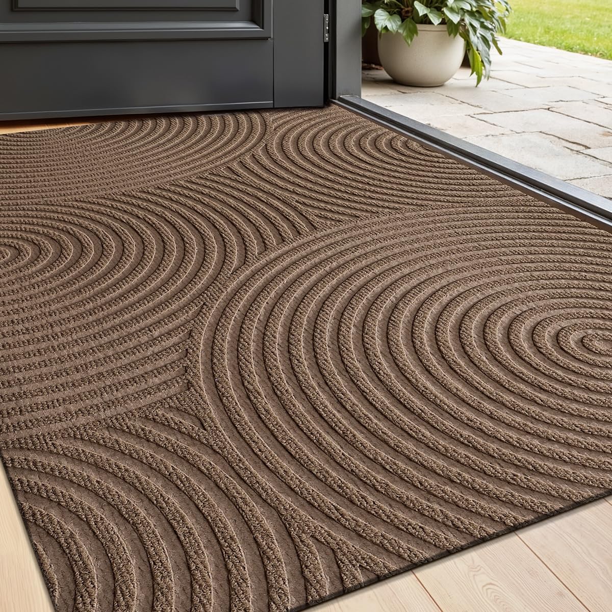 Mlying Premium Fußmatte, rutschfeste Schmutzfangmatte für Innen und Außen, 45x75 cm, Waschbar, Wetterfest, Ideal für Eingang, Haustür, Patio, Flur, Garten (Tropfen-Beige, 45x75)