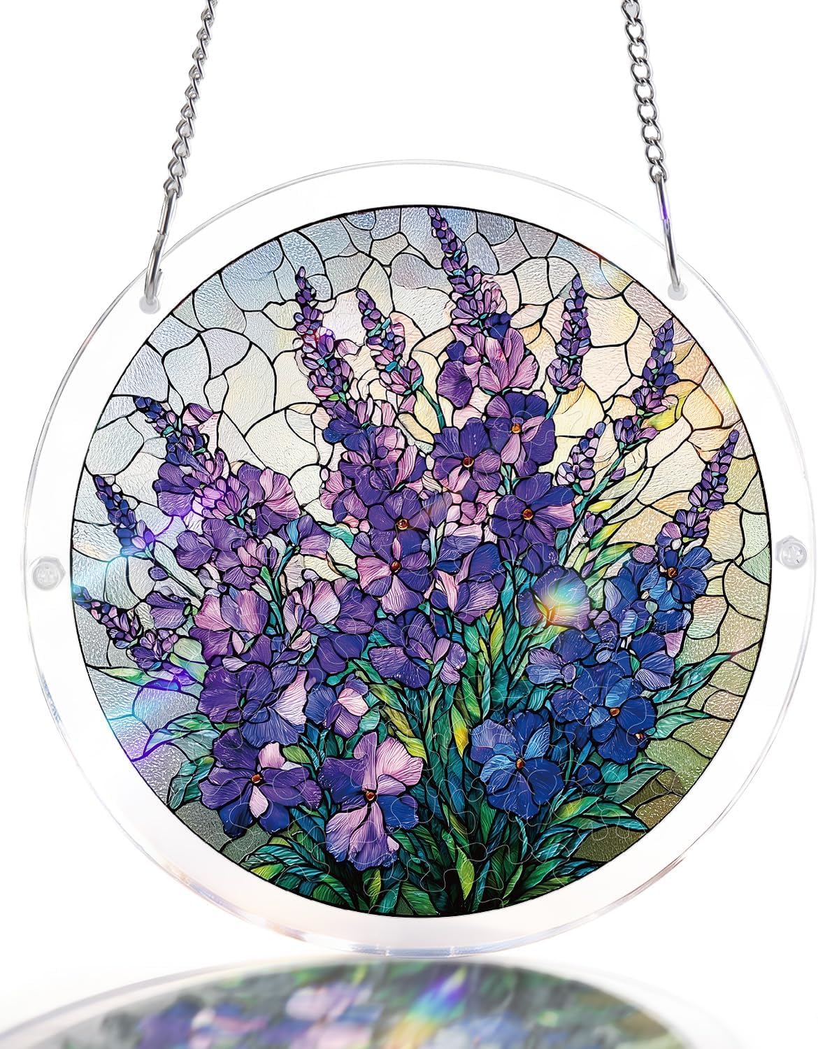 Acrylic Jigsaw Puzzle Suncatcher, 20cm/7.9in Acrylic Puzzle Sun Catcher, for Doors Garden and Window Hanging&Birthday Gift (Violet Garden Grace) — view 6