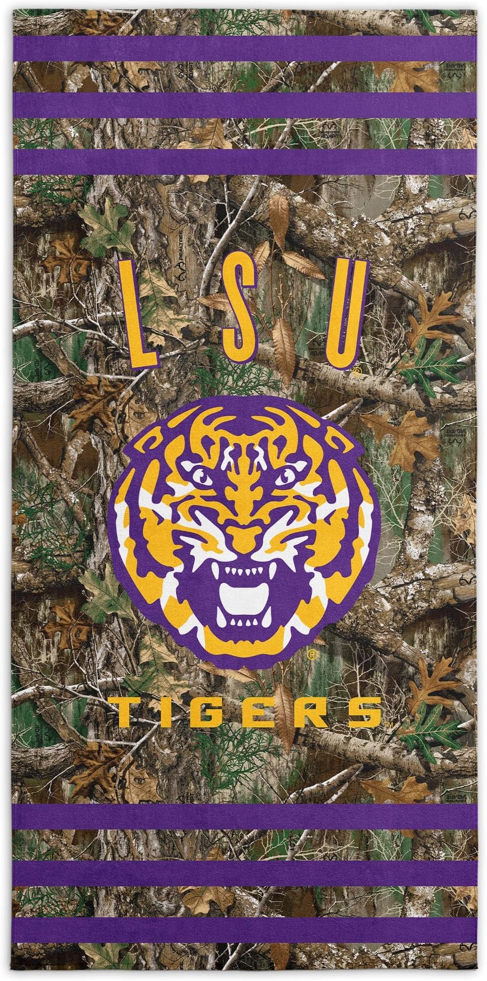 Northwest NCAA LSU Tigers Unisex-Adult Beach Towel, 30" x 60", Realtree Stripes (Pack of 6)