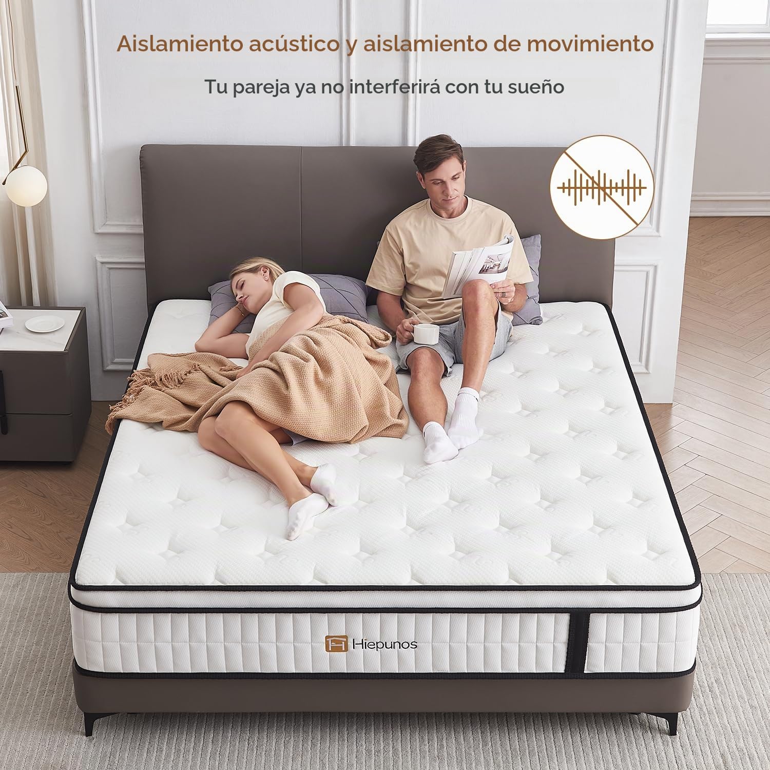 Hiepunos Colchón doble de 4 pies y 6 pulgadas, colchón de cama doble de 10.2 pulgadas, 7 zonas de muelles ensacados, firmeza media, sueño cómodo para aliviar el dolor de espalda y dormir pesado (135 x