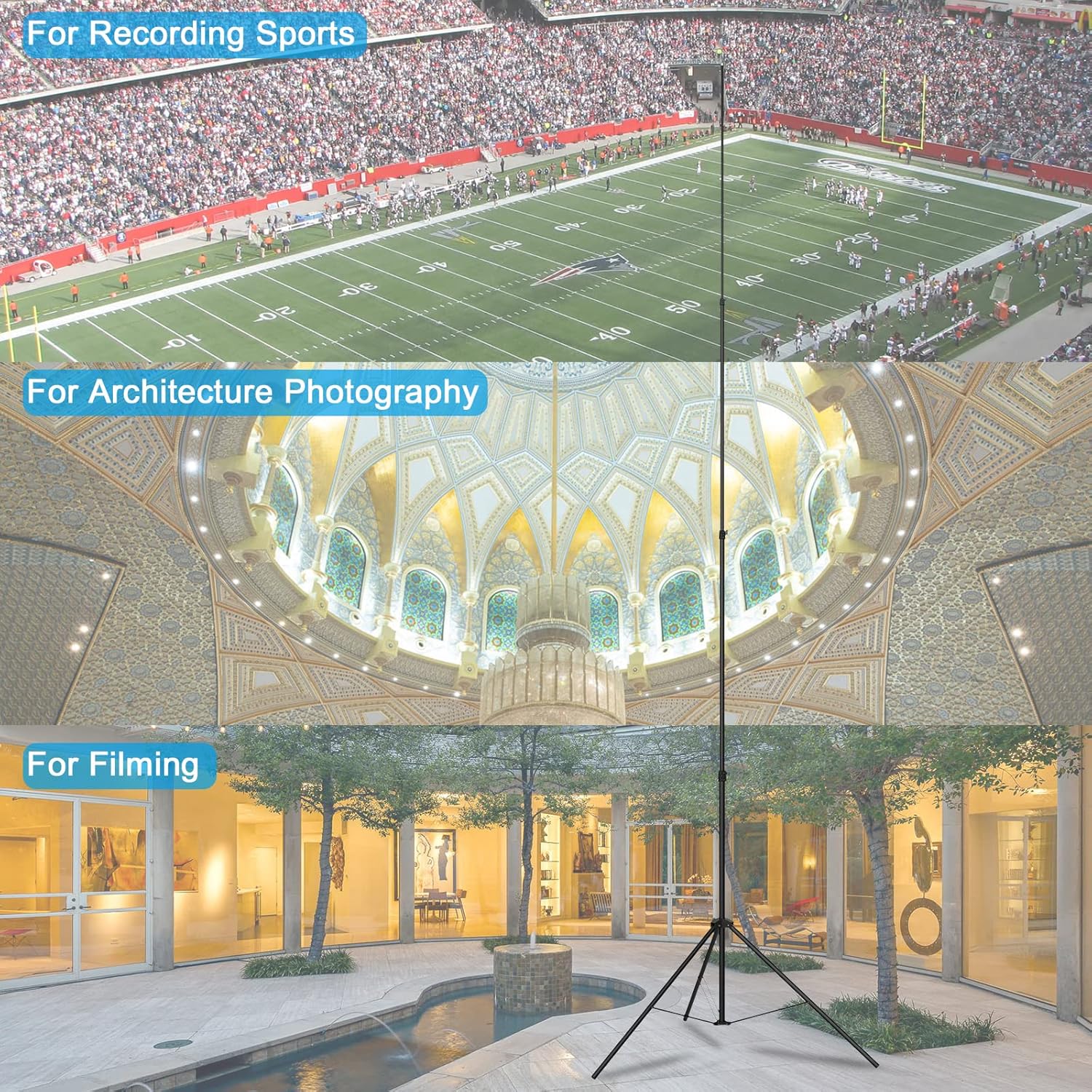 20ft/240inch Heavy Duty Light Stand, 20'/600cm Sky High Tripod Stand with Bag Air Cushioned Metal Light Stand for Video Camera Sports Photography, Lights, Photo Studio Camera Gimbal Stabilizer