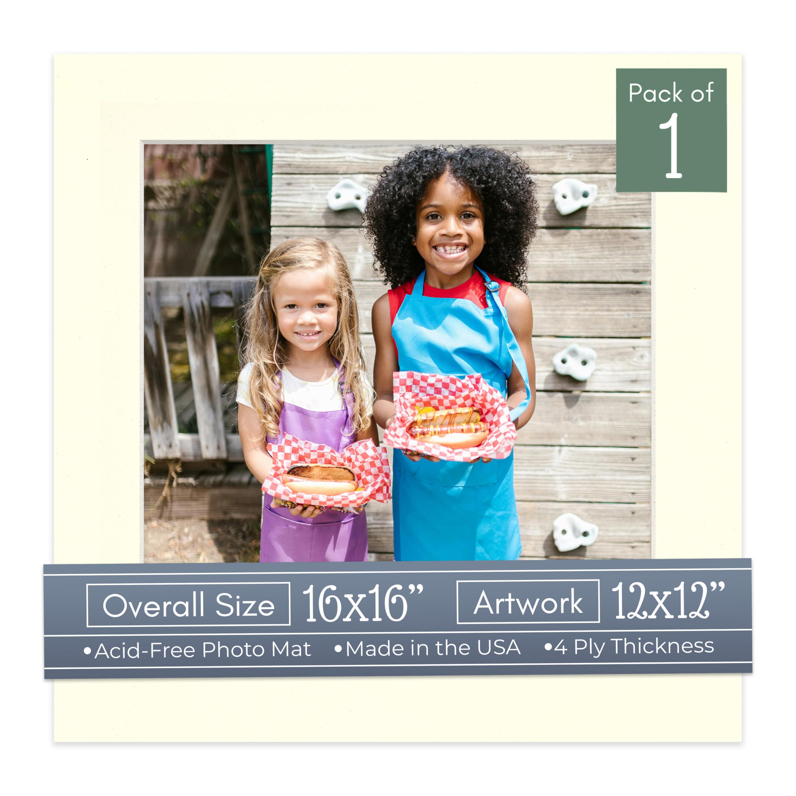 CountryArtHouse Textured Cream Acid Free 16x16 Square Picture Frame Mat with White Core Bevel Cut for 12x12 Pictures - Fits 16x16 Frame - Pack of 1 Matboard-image-38