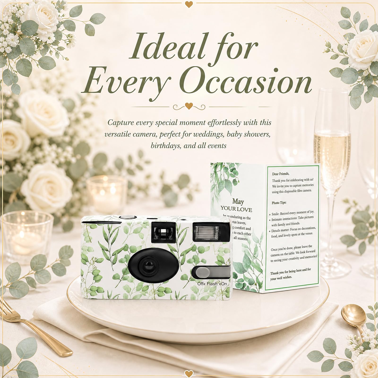 Paquete de 6 cámaras desechables a granel para boda con película mejorada de 35 mm, cámara desechable de eucalipto de un solo uso con flash, ISO 400 17 exposiciones para viajes al aire libre