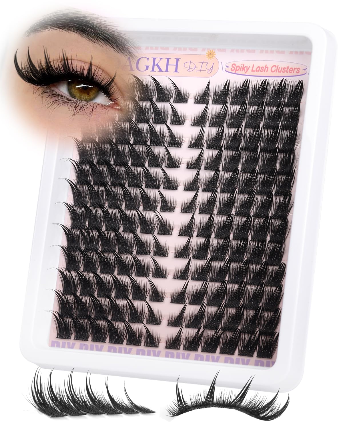 YDAGKH Lash Clusters Fox Eye Spikes Eyelash Extension Wispy Manga Cluster Eyelashes Fairy Spiky Cluster Eyelash Extensions 144Pcs