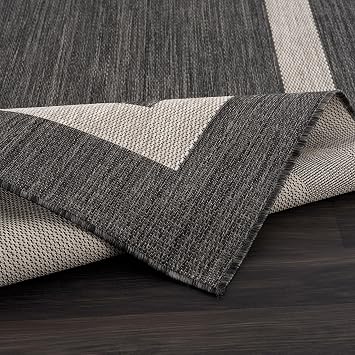 CAMILSON Outdoor Rug 6x9,Modern Outside Rugs for Patios Porches Waterproof Durable Washable Non-Shedding, Easy-to-Clean Indoor Outdoor Area Carpet (6 x 9, Bordered - Dark Gray/Light Gray)