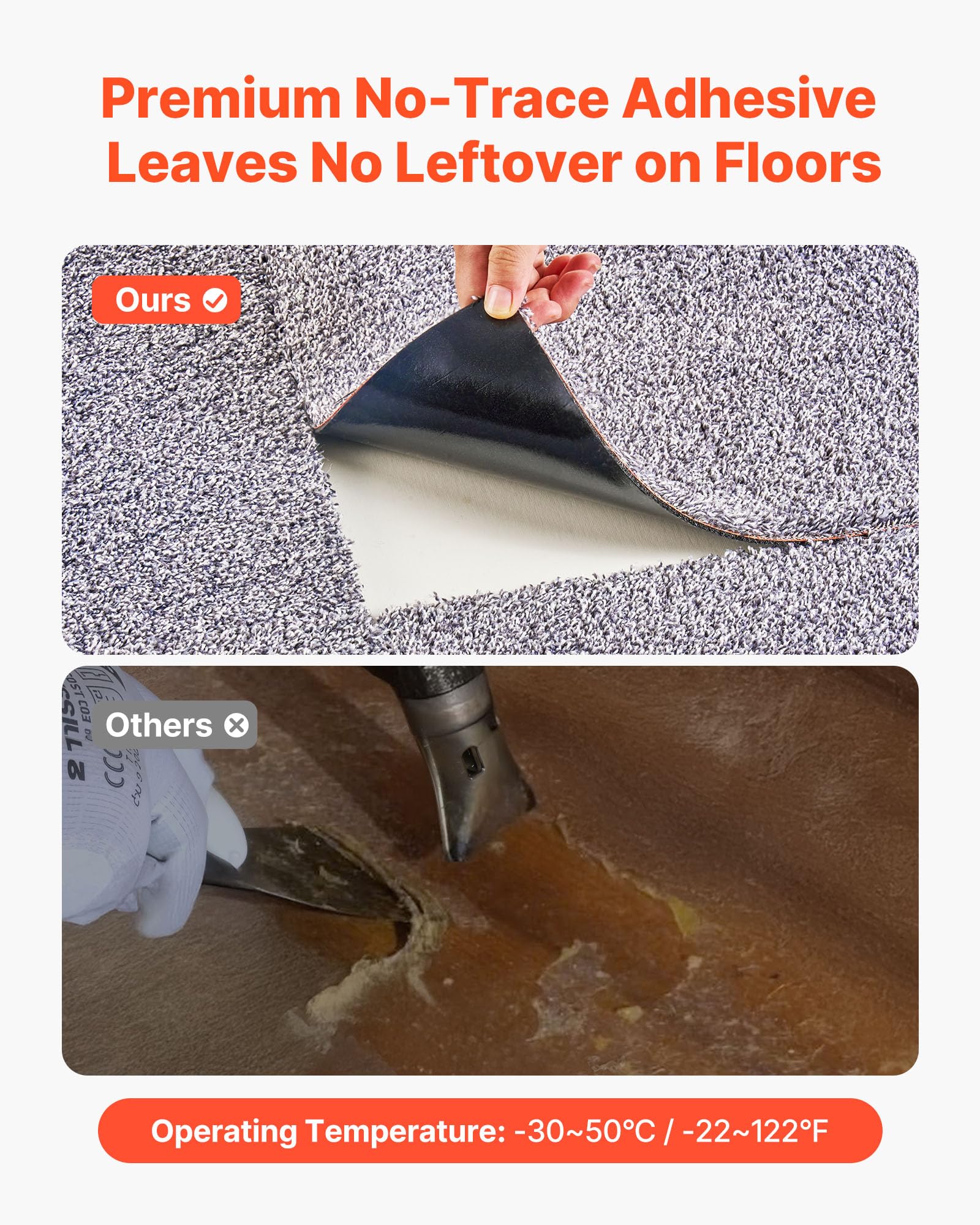 VEVOR Losetas de Alfombra Cuadradas, para Suelo de Moqueta, 457,2 x 457,2 x 12 mm, Autoadhesivas, con Una Superficie de 2,0 m², para Apartamentos, Oficinas, Propiedades de Alquiler, Gris, 10 uds
