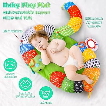EKEPE 2-in-1 Tummy Time Mat & Pillow For Babies 0-36 Months, Detachable Baby Tummy