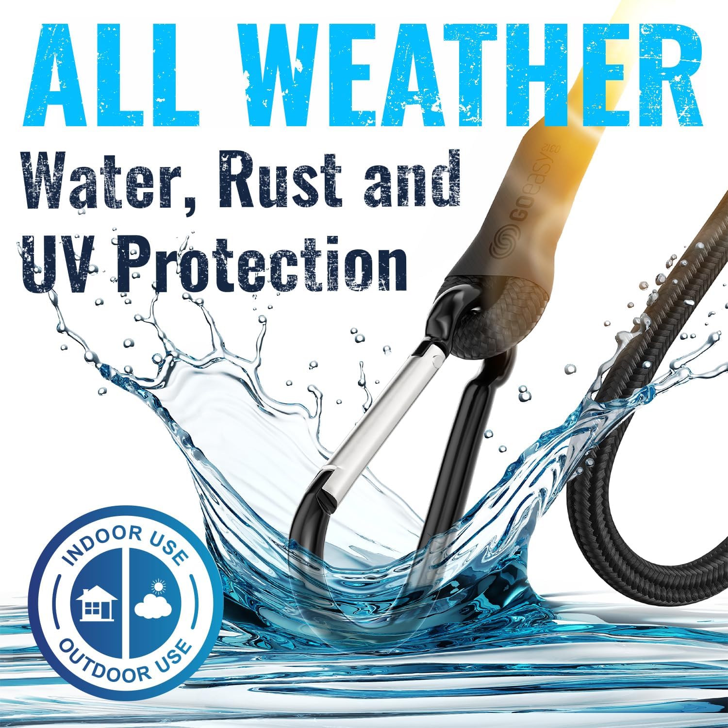 GOEASY0312 Carabiner Bungee Cords with Hooks Heavy Duty - 12" Elastic Bungee Cords With Carabiner Hooks 200 LBS Max Break Strength, UV Resistant for Camping, Tarps, Bike Rack, Tent, Car - 4pcs (Black) - Image 4