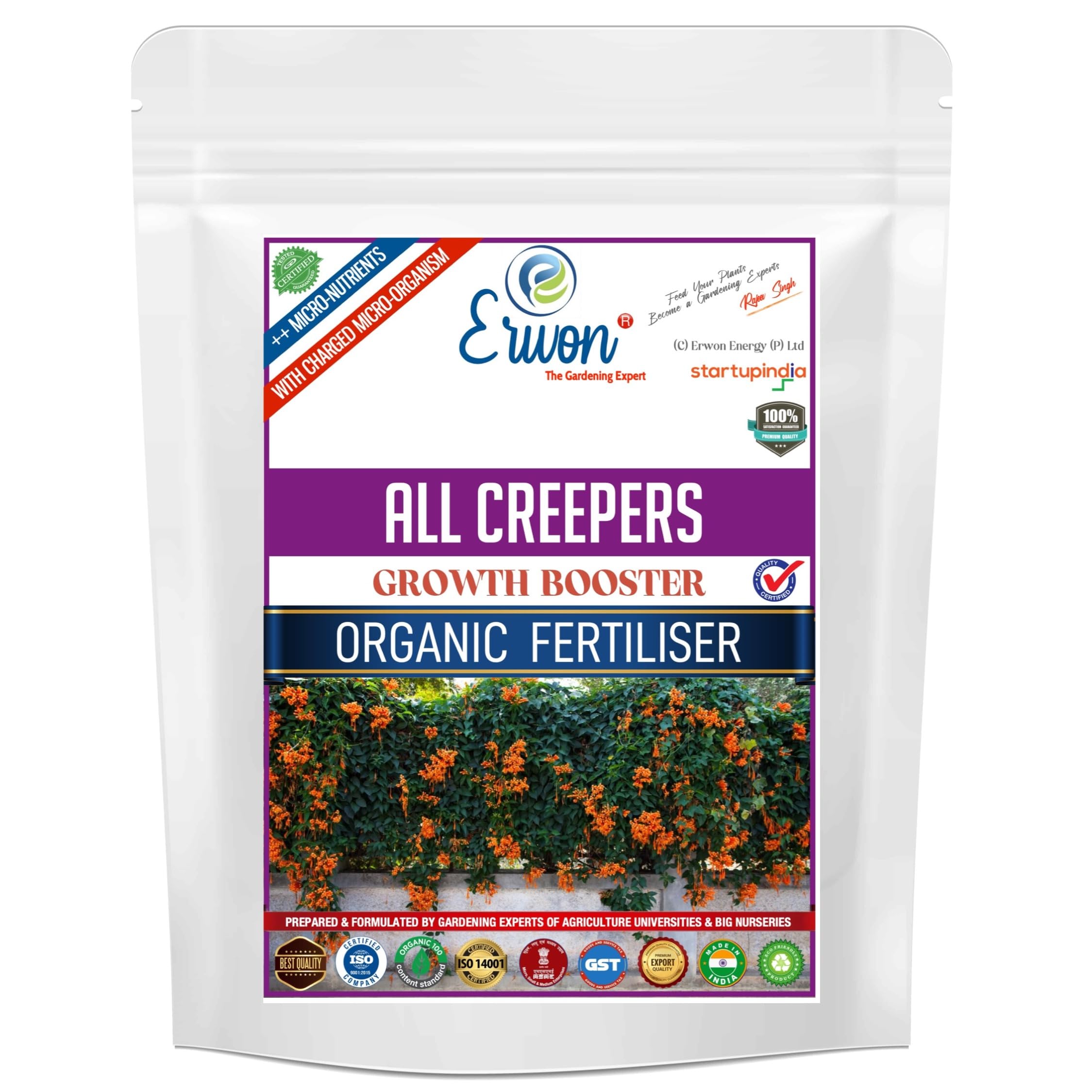 Erwon® All Creepers Growth Booster, Premium Essential Powerful Organic Fertilizer for Overall Growth of All Creepers with Charged Micro-Organism and ++ Micronutrients (400 gm)