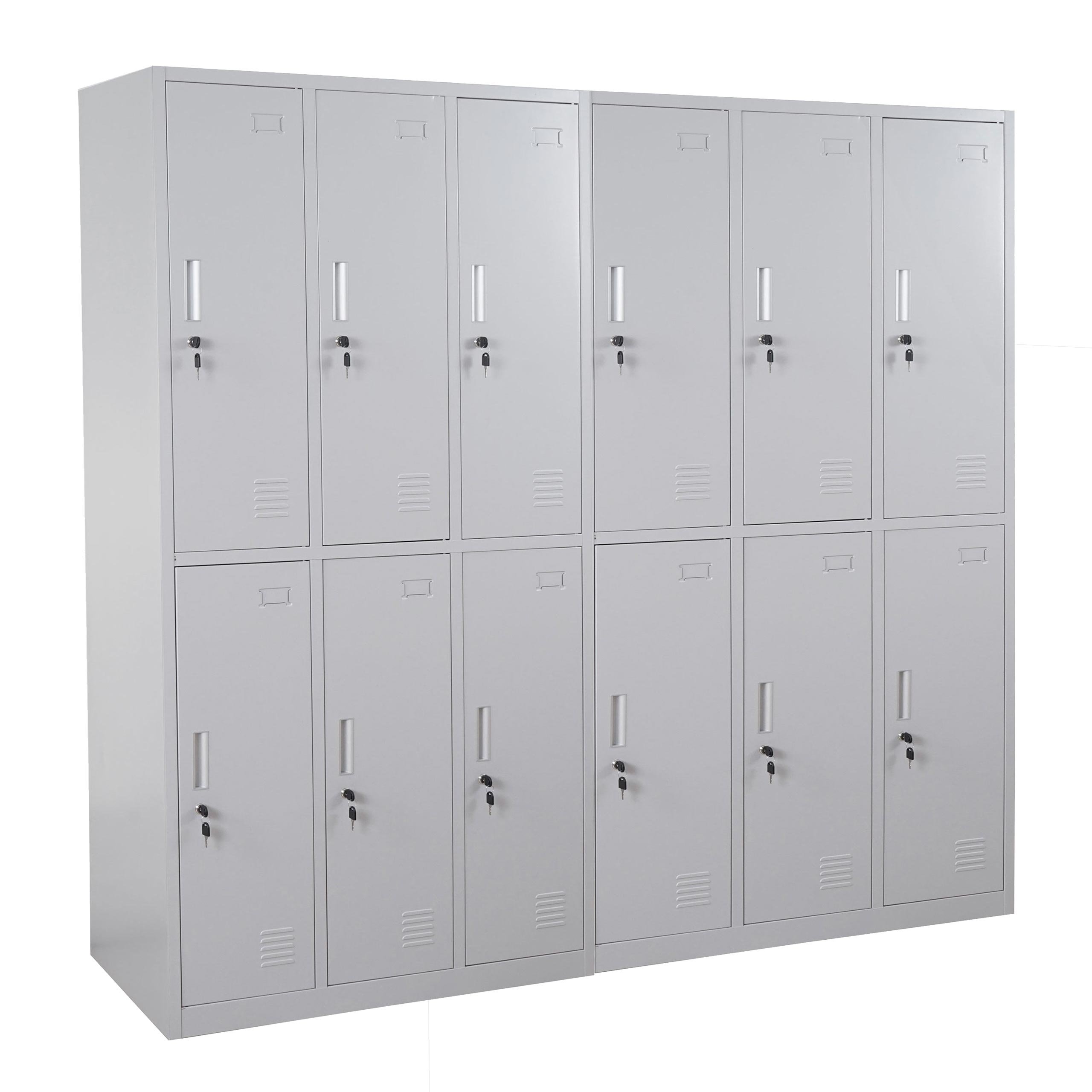 Mendler Schließfach Boston T829, Schließfachschrank Wertfachschrank Spind, Metall 12 Fächer - grau