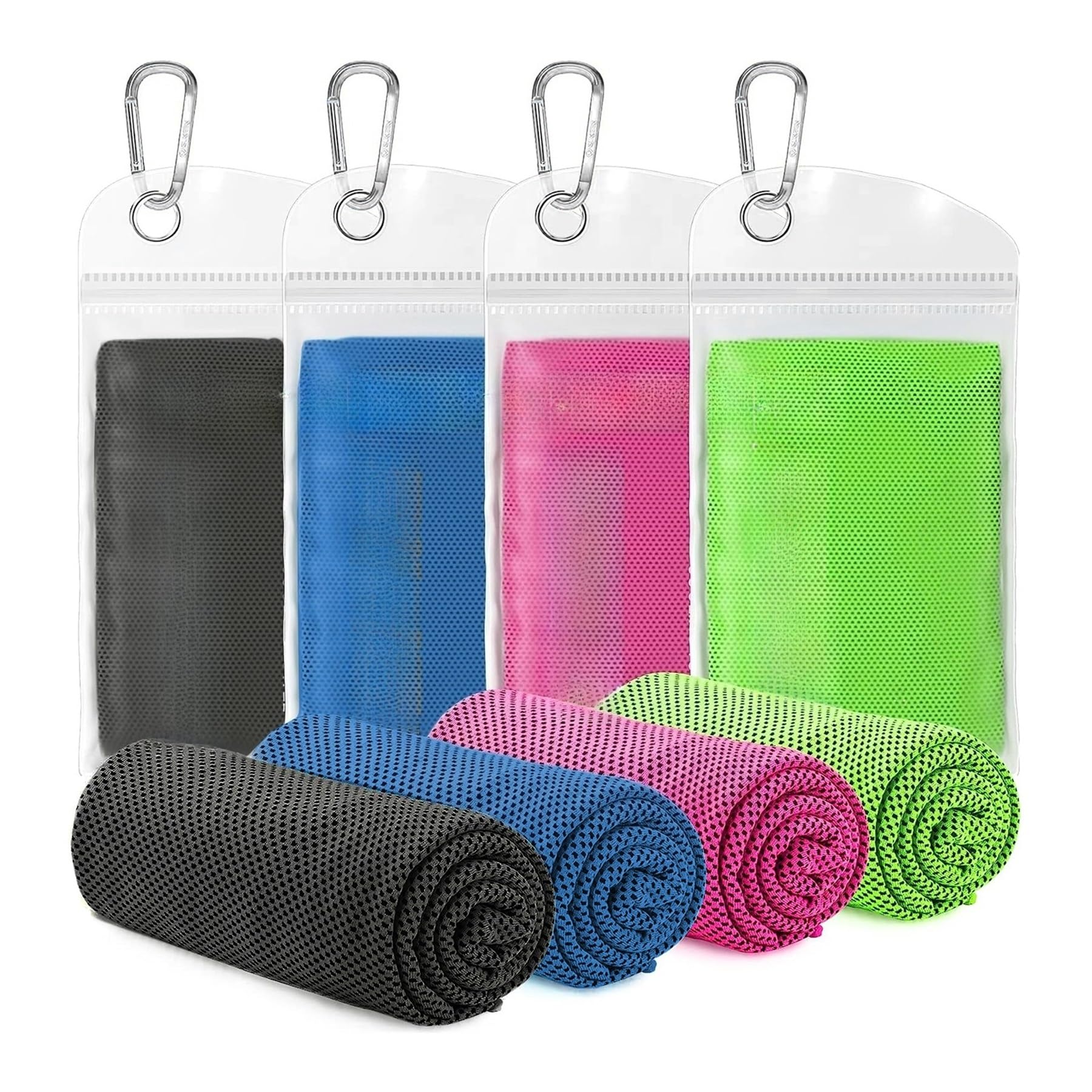 Clarture 4pcs Quick Dry Microfiber Cooling Towel Set for Sports, Yoga, Camping, and Beach Activities(4pcs C)
