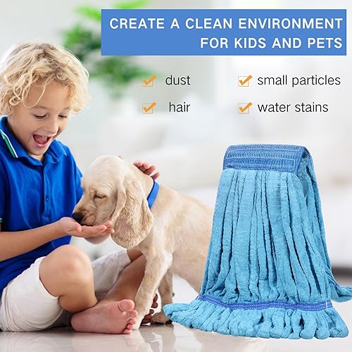 Miniatura 5 de 2 piezas de repuesto de cabezal de fregona comercial, 18 onzas, tubos de microfibra, para limpieza de pisos, cabezales de trapeador industrial,